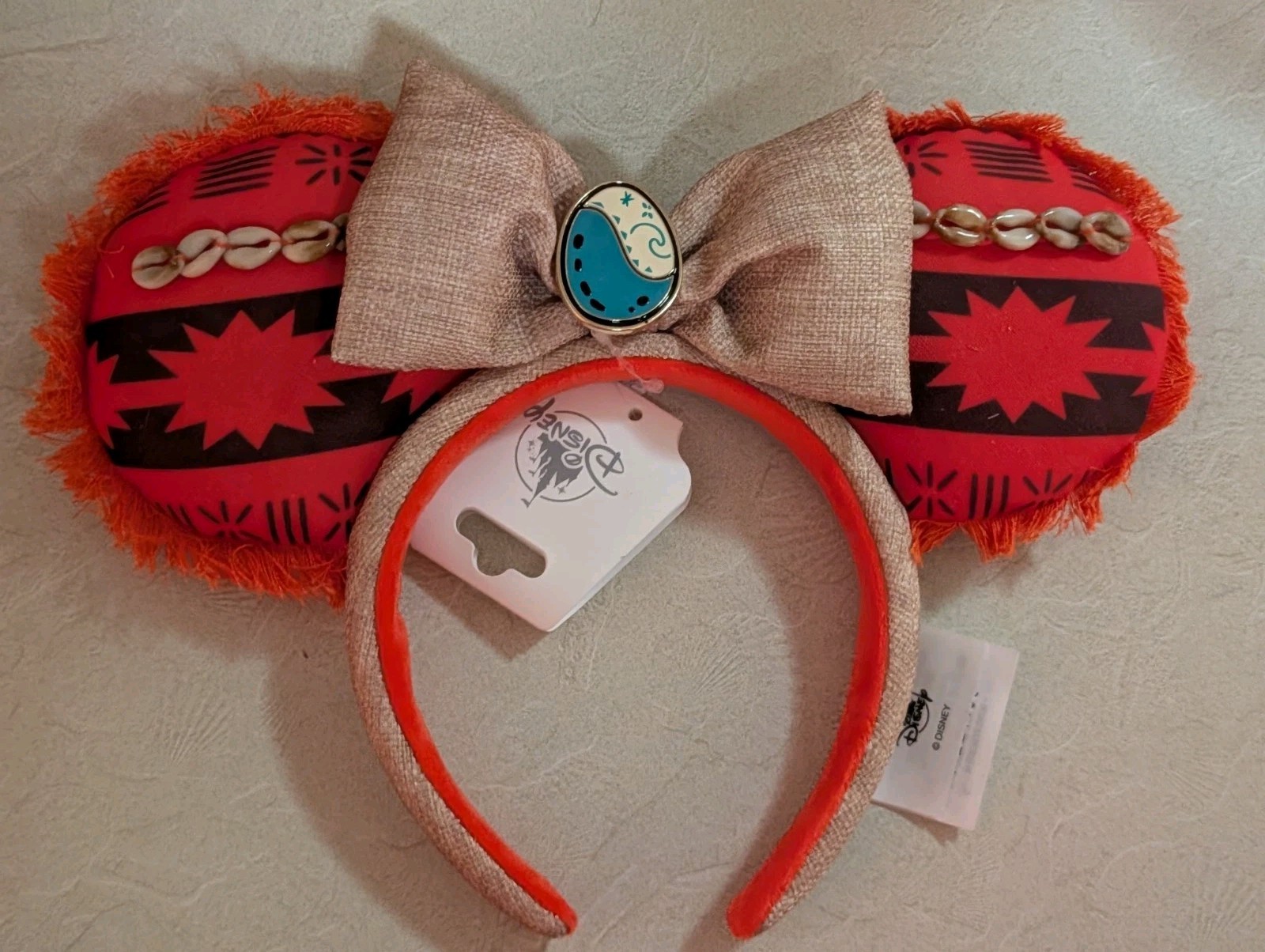 Disney Parks Princess Moana Orange Shell Island Ears Headband New