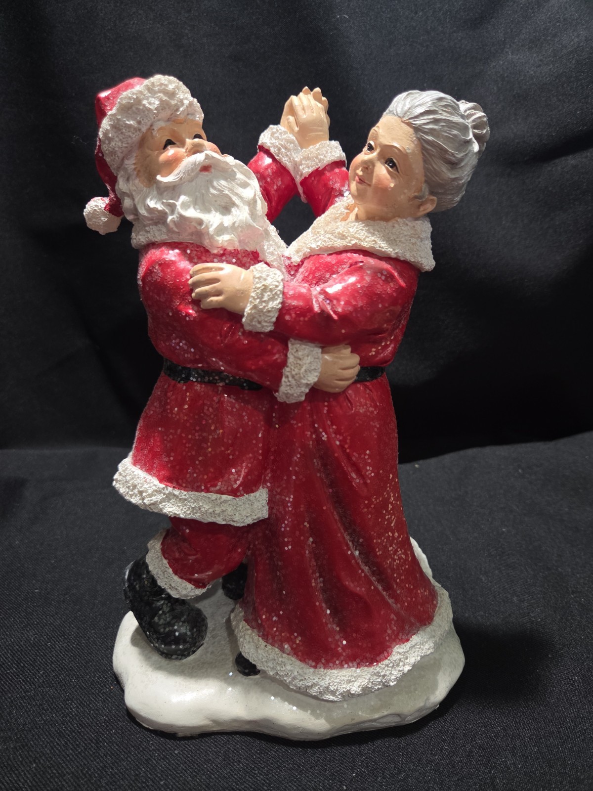 Dancing Santa and Mrs. Claus Whimsical Figurine Resin 9.5