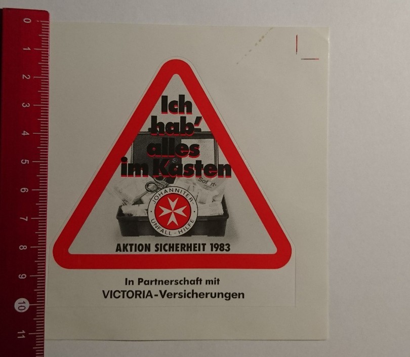 Sticker/Decal: Johanniter accident aid action safety 1983 (09031774)