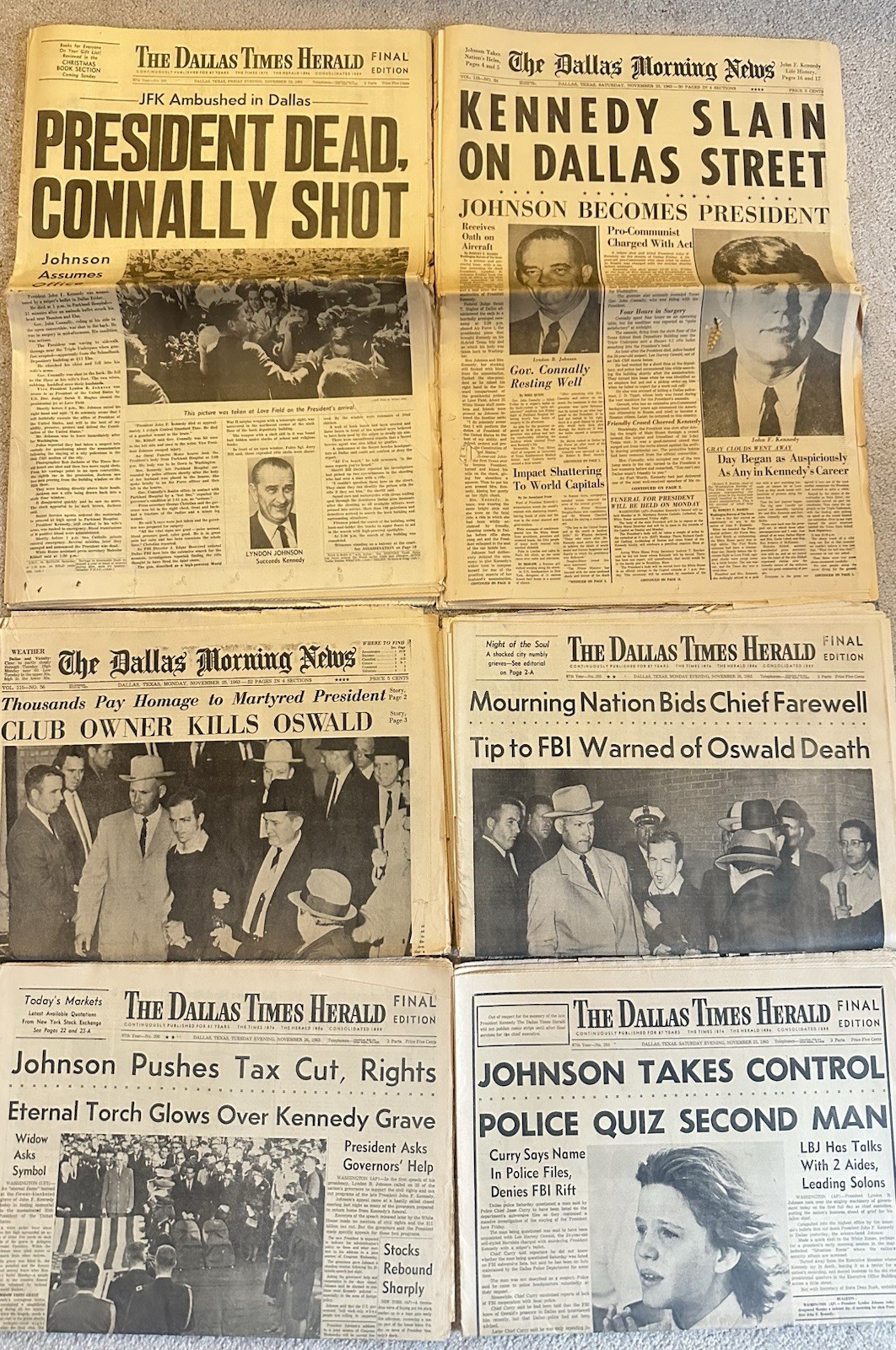 Complete Dallas Morning News + Times Herald JFK Assassination Newspapers 1963