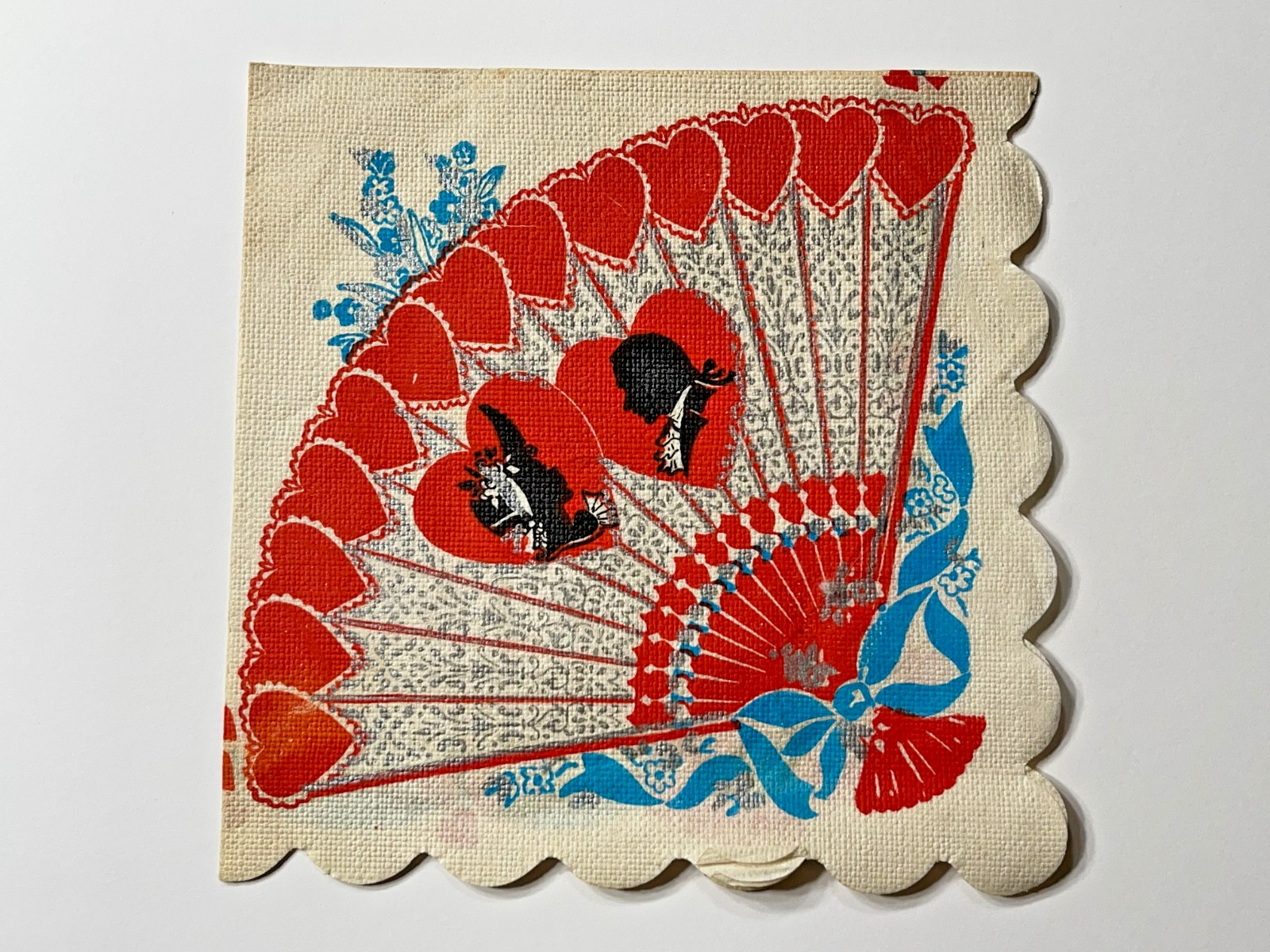 Vintage Antique 1940s Valentines Day Napkin - Fancy Pattern With Hearts Vintage Antique 1940s Valentines Day Napkin - Fancy Pattern With Hearts