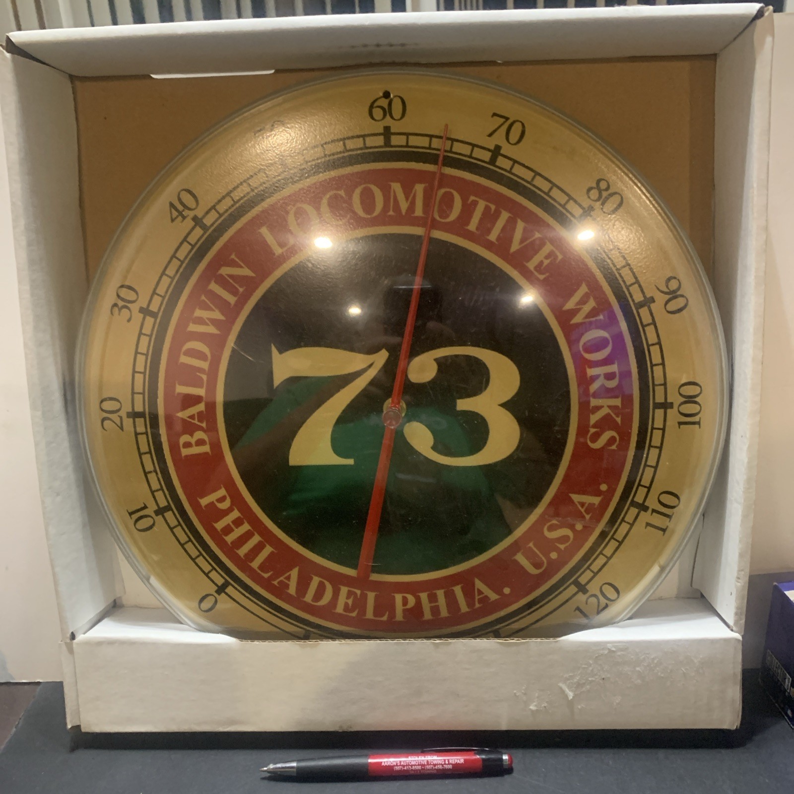 BALDWIN LOCOMOTIVE WORKS Philadelphia Thermometer New in box. Very rare