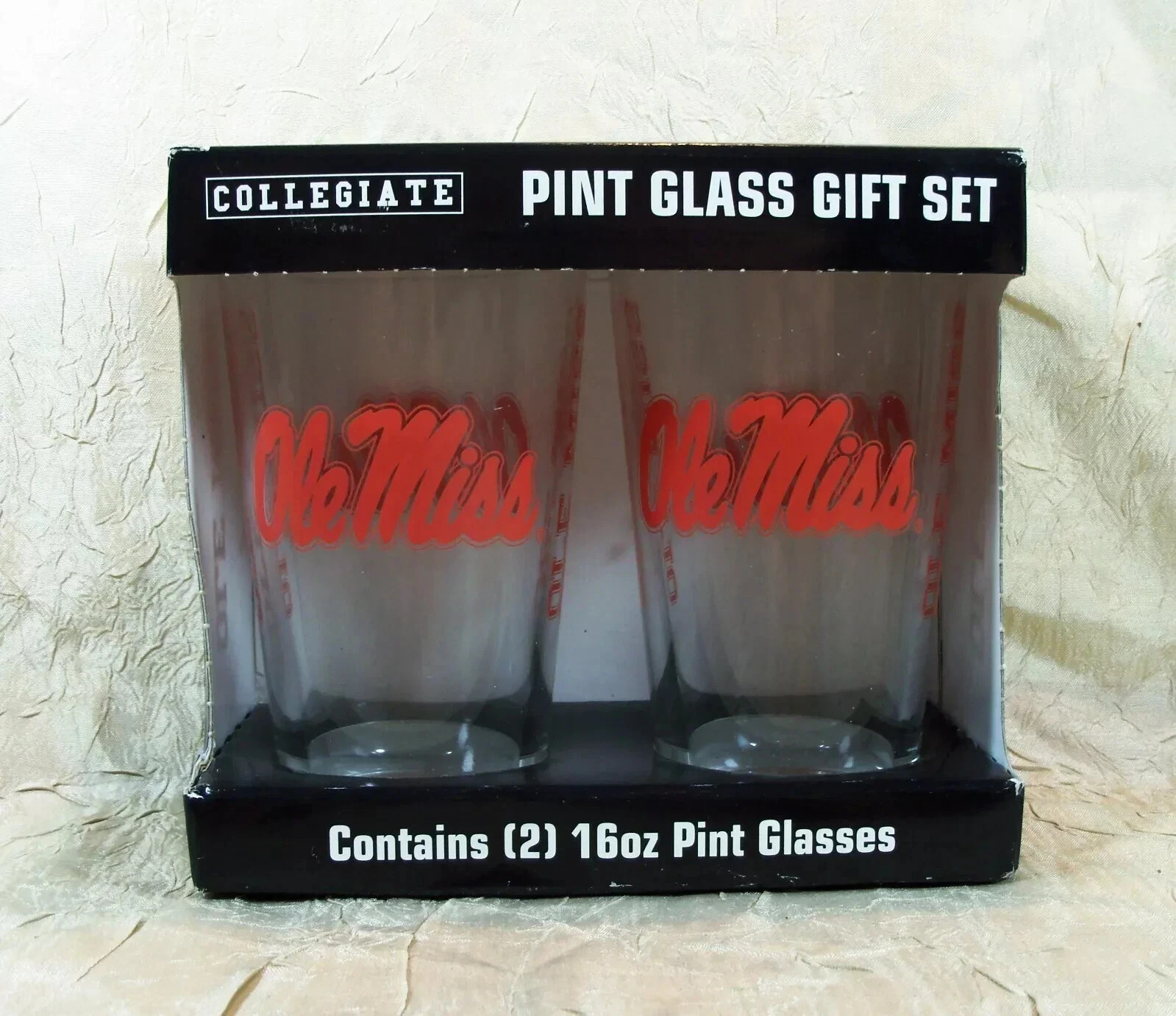 University Of Mississippi Ole Miss Glass Gift Set 16 oz Pint NCAA - SEE DETAILS University Of Mississippi Ole Miss Glass Gift Set 16 oz Pint NCAA - SEE DETAILS