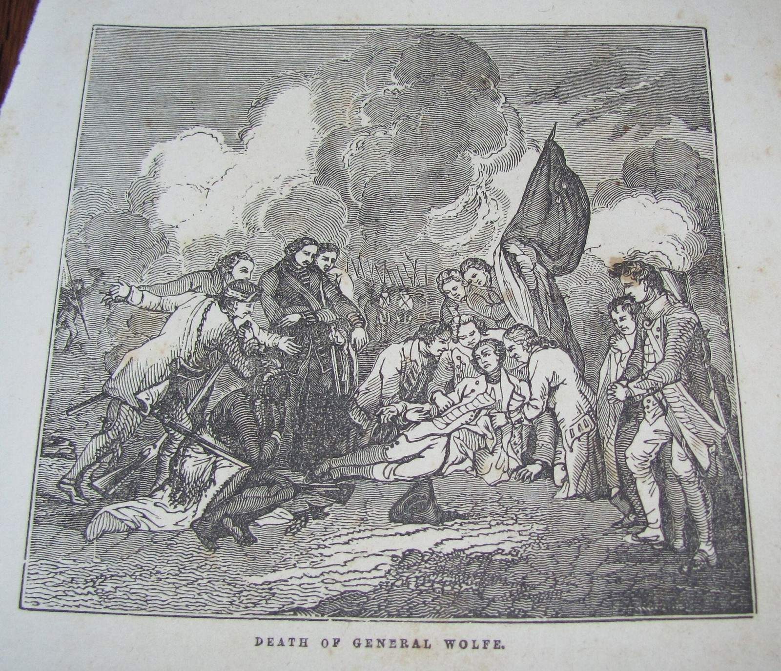 1851 Vtg Illustration Death of General James Wolfe Battle of Plains of Abraham