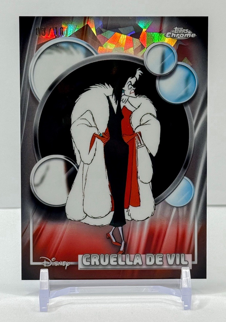 2026 Topps Chrome Disney Sapphire Cruella de Vil Black Refractor /10 #65 03/10