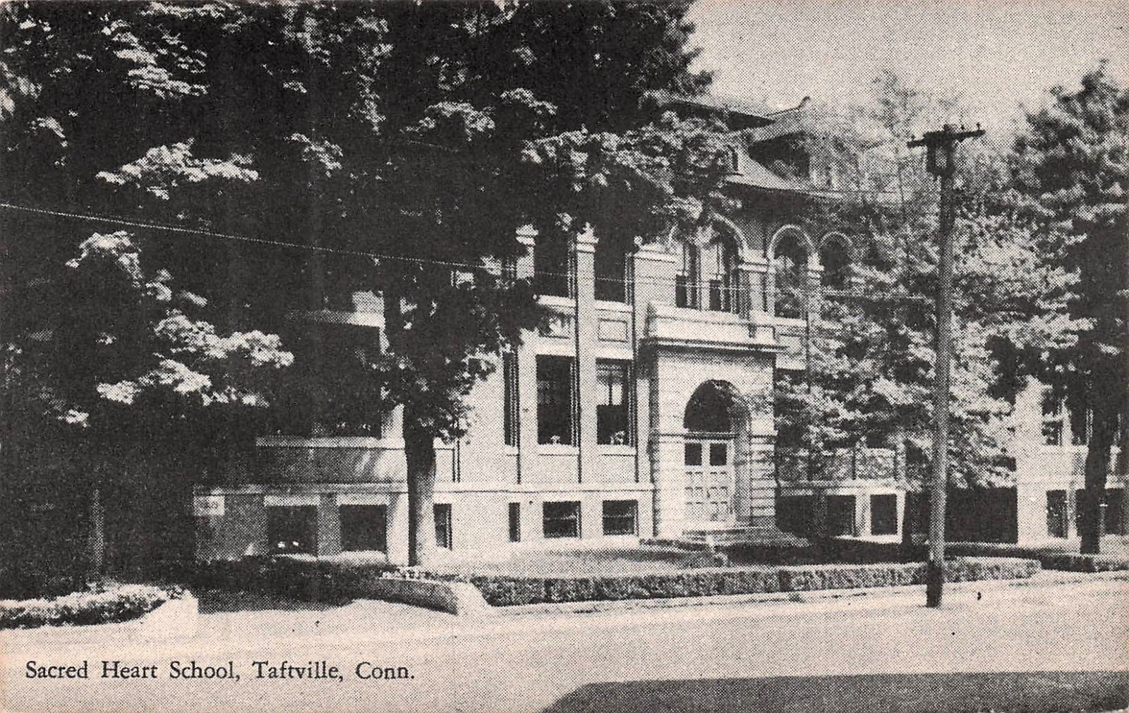 Taftville Norwich CT Connecticut Sacred Heart School Vtg Postcard F26