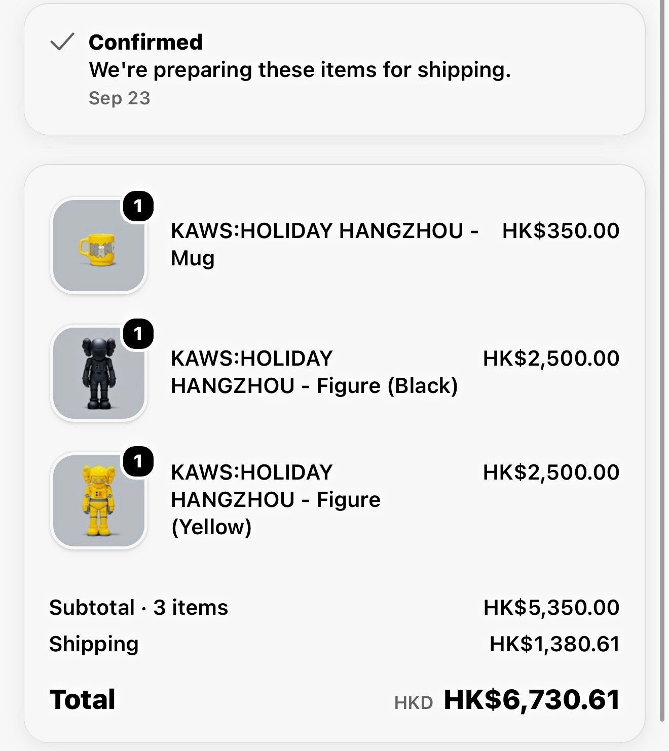 KAWS:HOLIDAY Hangzhou Companion Figure Black, Unopened, Order CONFIRMED