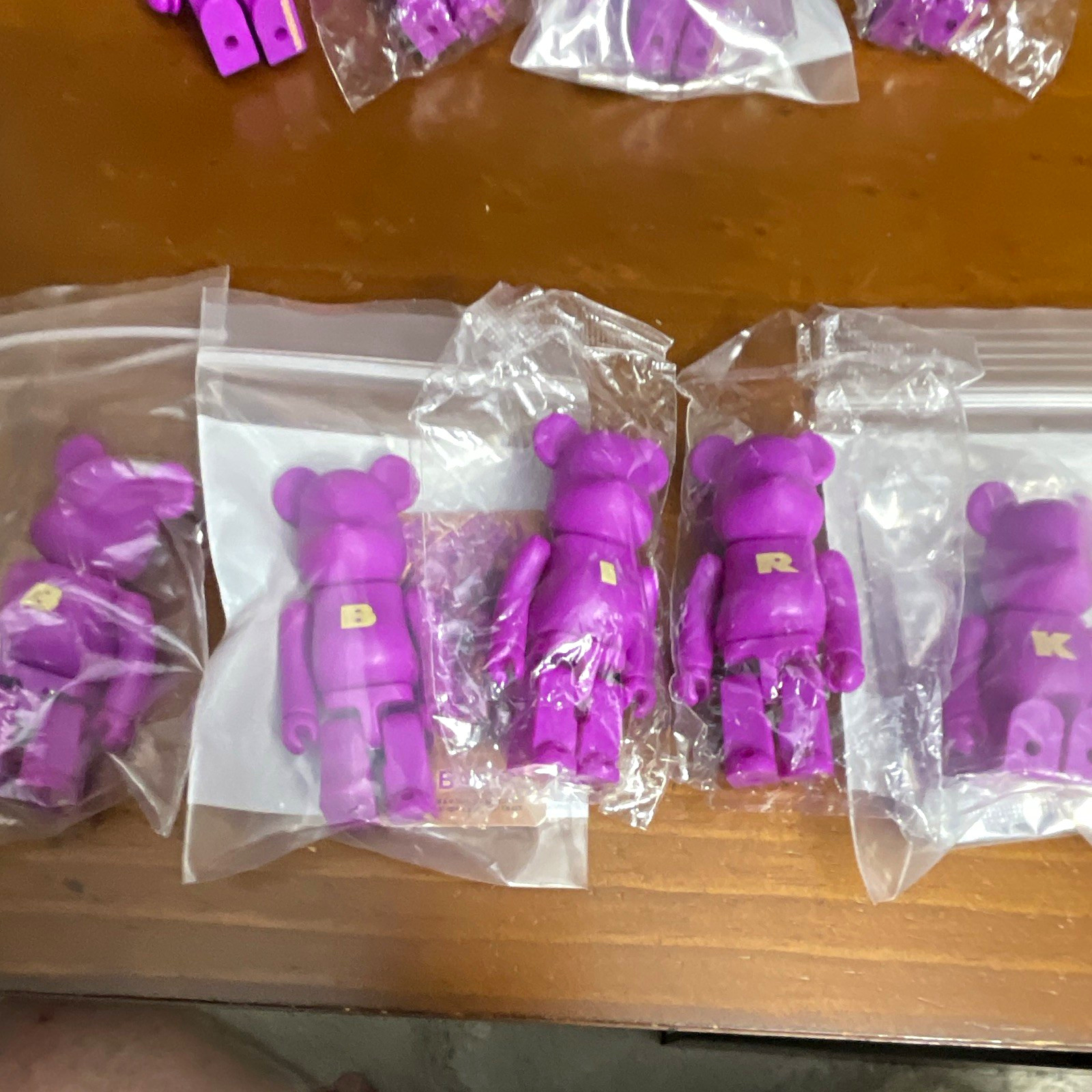 Purple Bearbrick  Plastic Mini Figure Set  of 5Collectible Letters B R K