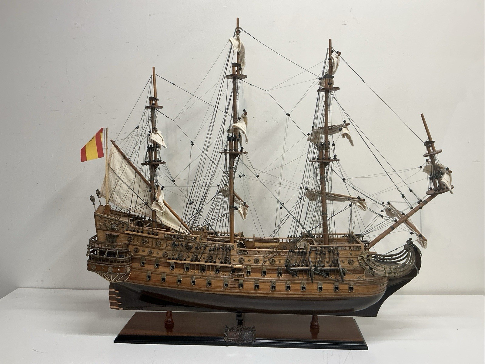 1690 San Felipe Spanish Galleon Ship Model Handmade Wooden Ship Fully Assembled