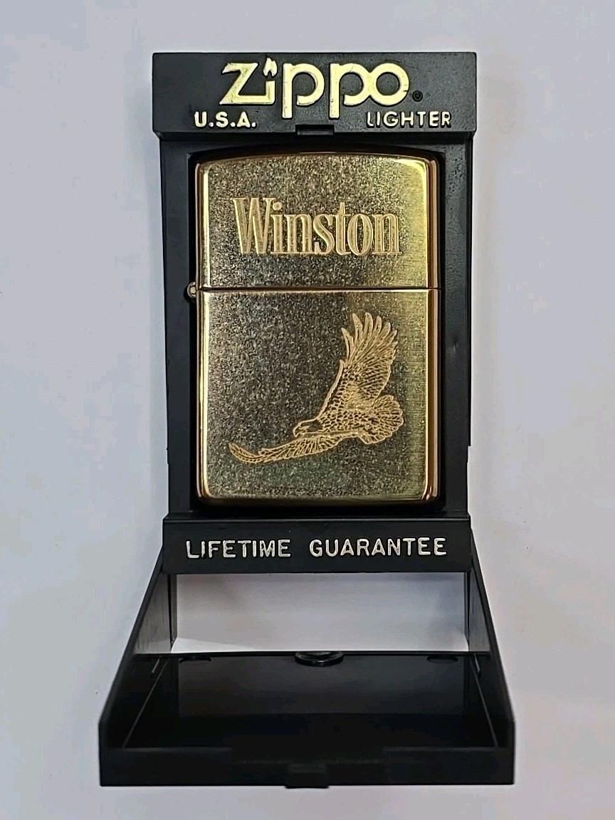 ZIPPO 1932-1992 WINSTON RJR SOLID BRASS LIGHTER UNFIRED IN BOX Gold Tone