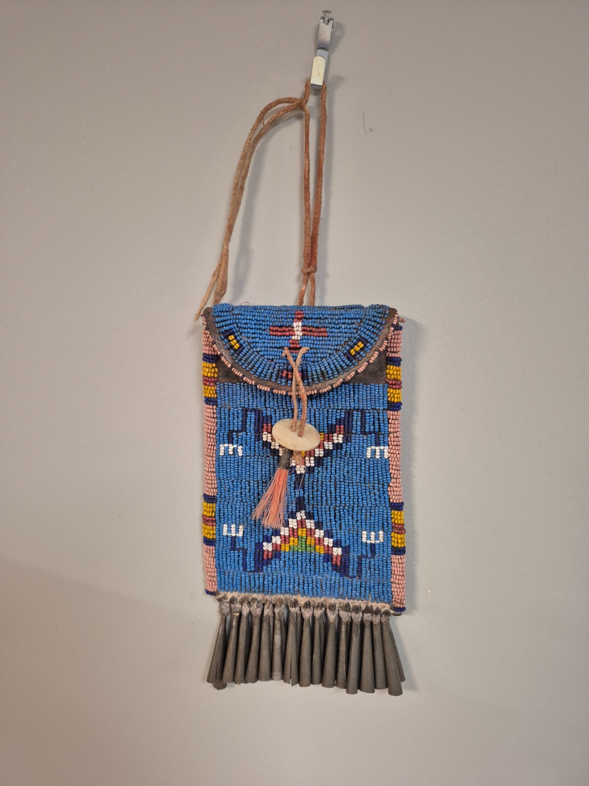 Blue Beaded Strike-A-Light Bag with Tin Cones