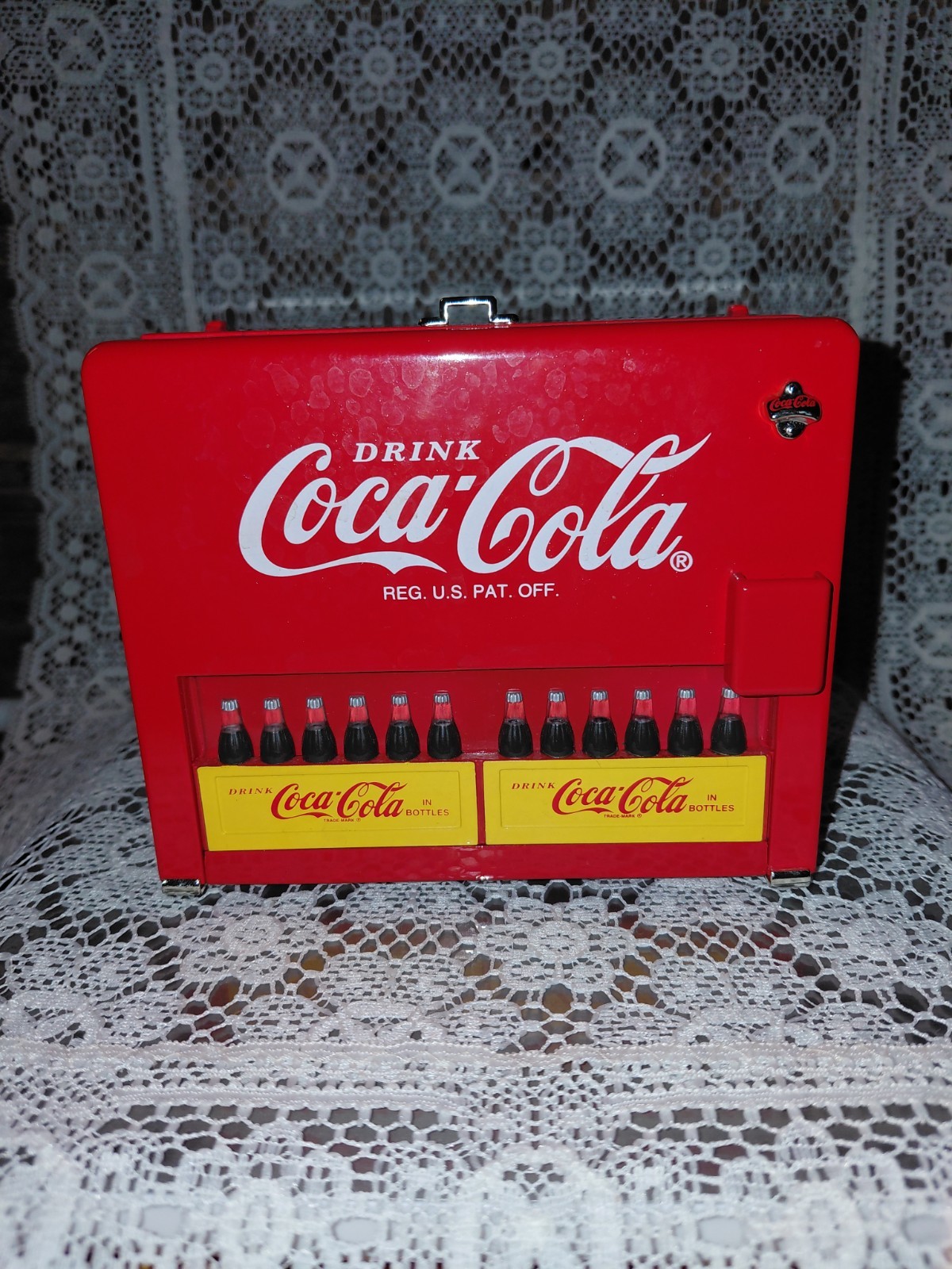 Vintage 1996 Coca-Cola Musical Cooler Slider Coin Bank & Desk Chest - Works