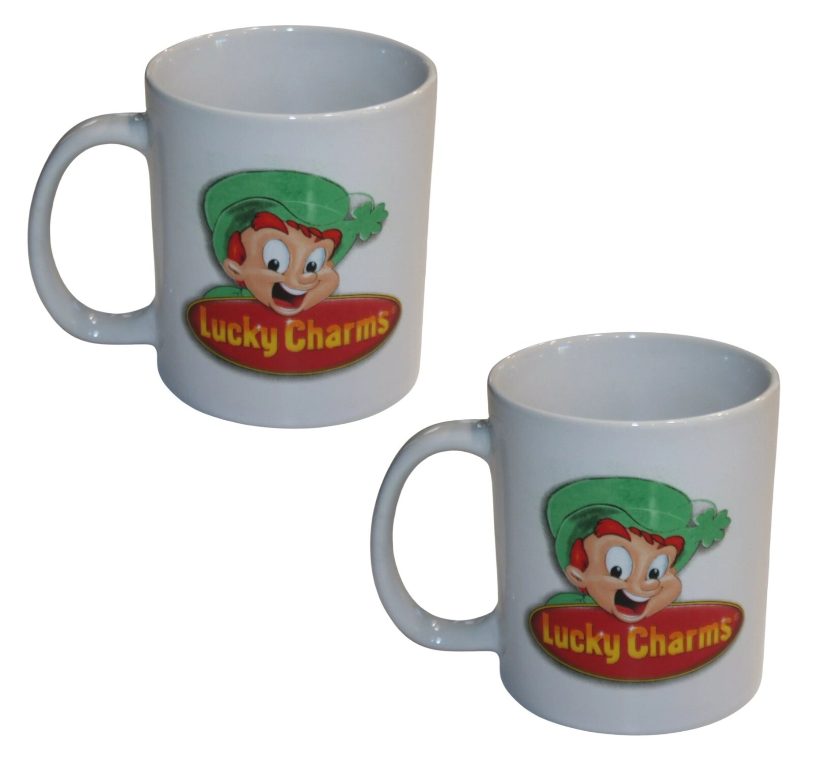 Vintage Lucky Charms Mug Irish Clover Leprechaun Mugs St. Patrick’s Day Set of 2