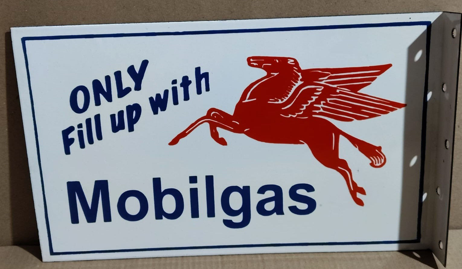 Mobilgas Porcelain Enamel Sign  18 x 10 Inches 2 Sided