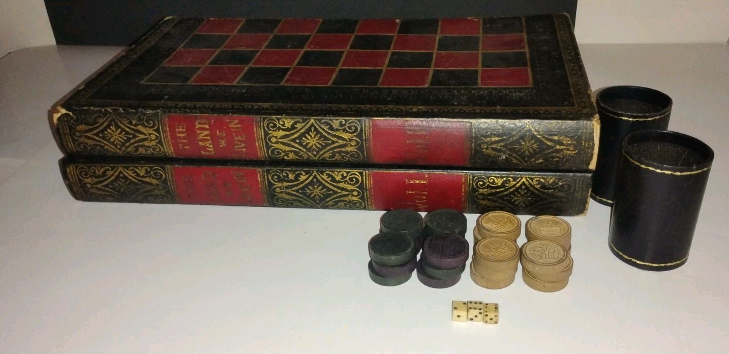 Victorian Faux Book Board Game With Pieces. 1870s-1890s. Amazingly Rare 