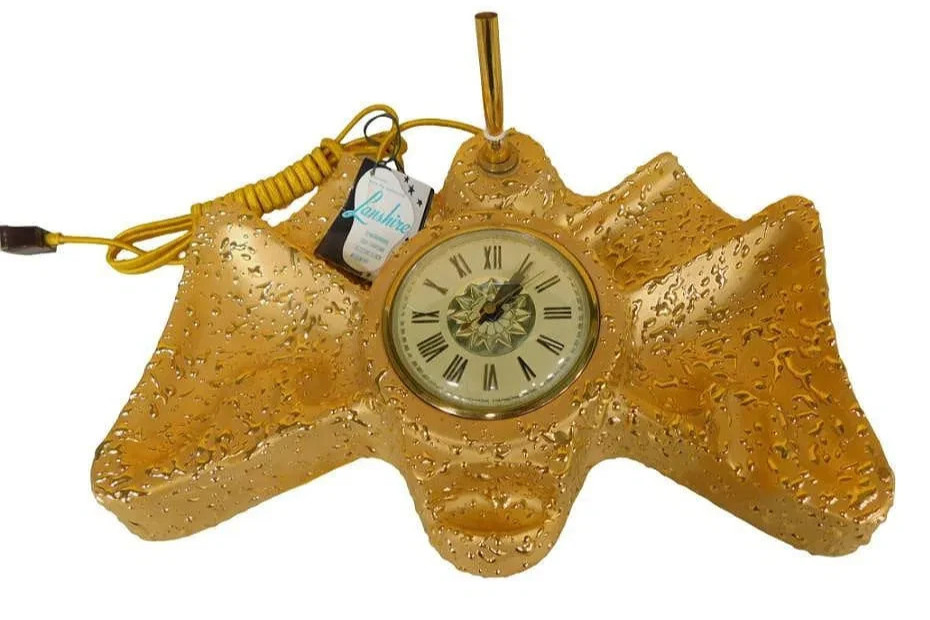 Vintage Lanshire MCM Electric Clock Pen Holder w/ Gold Tone Finish- Tagged