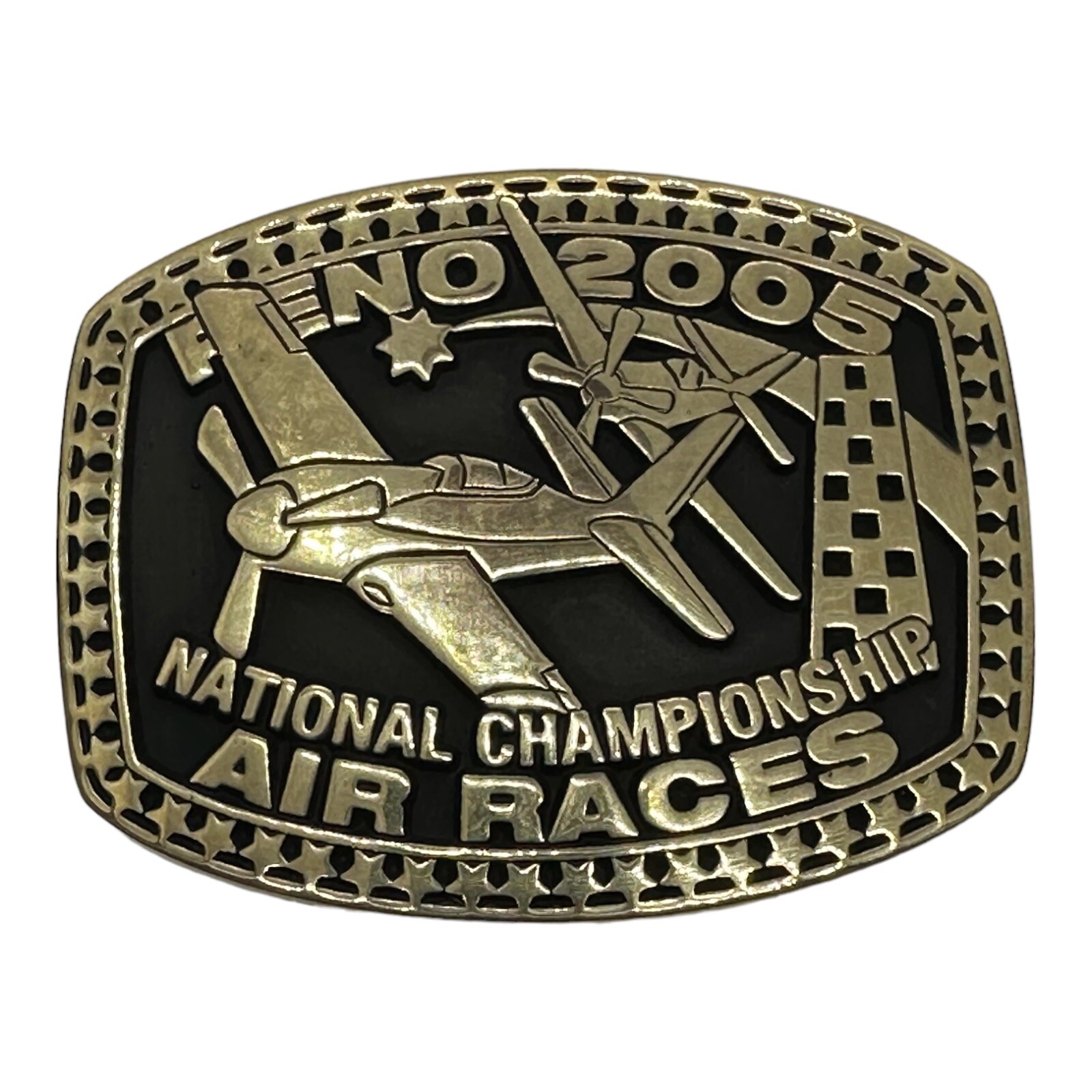2005 Reno National Championship Air Race Brass Belt Buckle Vintage NOS AB