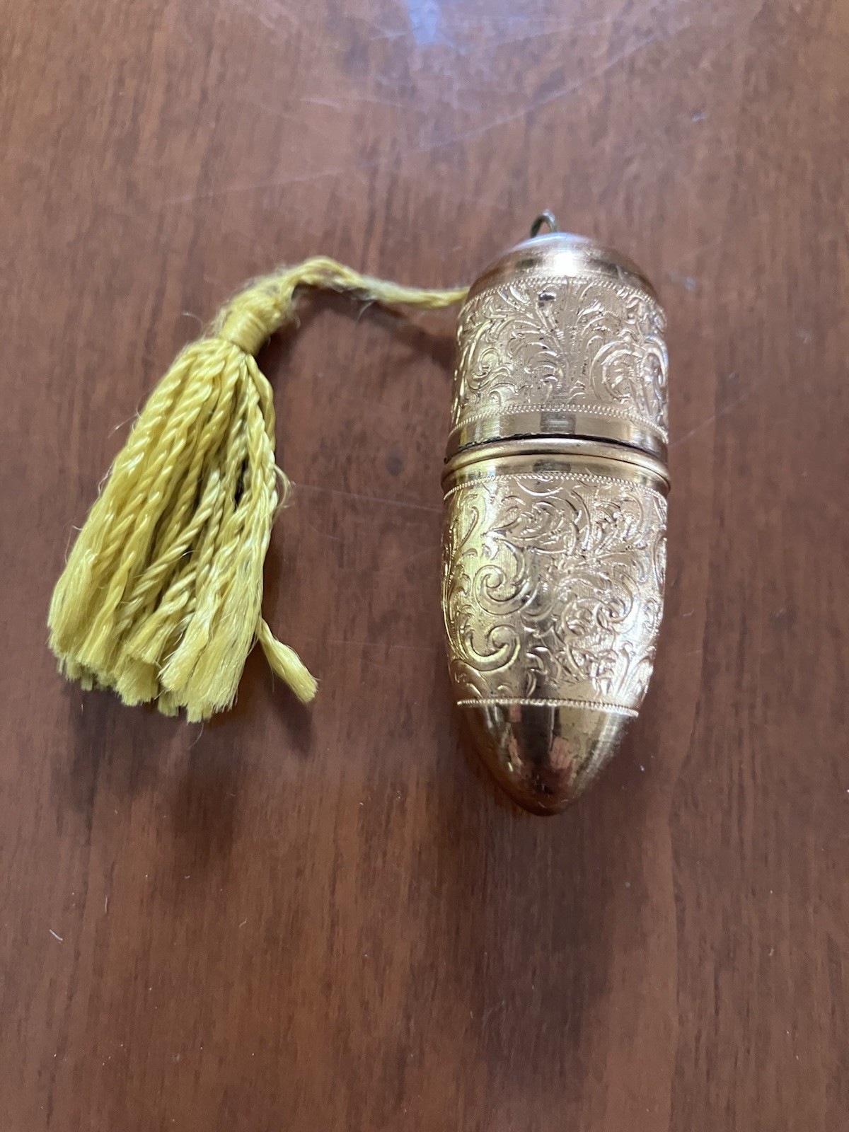 Vintage Austrian Metal Bullet Shaped Sewing Kit Etui with Etching