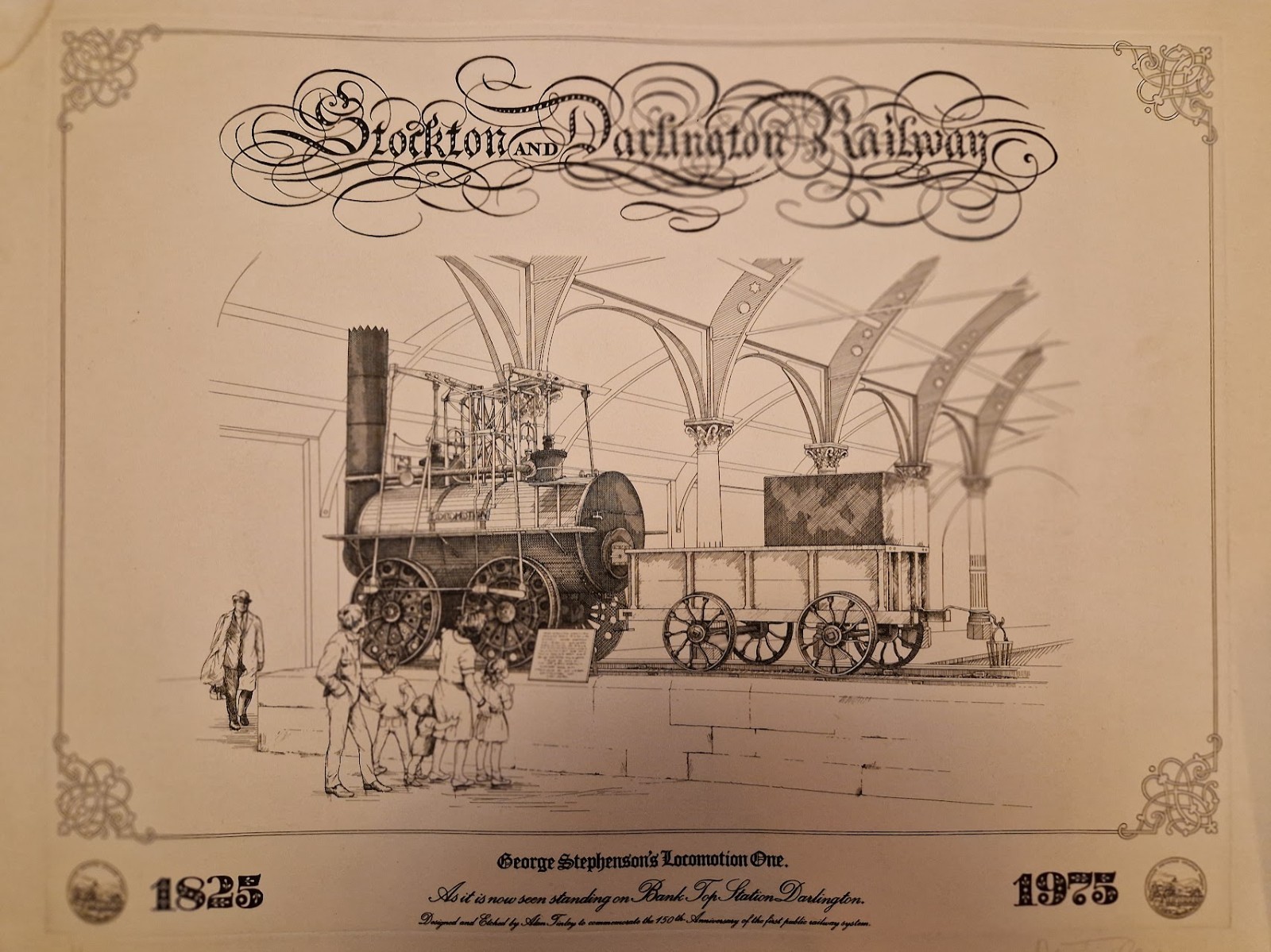 Railway print Stockton and Darlington Railway George Stephenson\'s Locomotion one