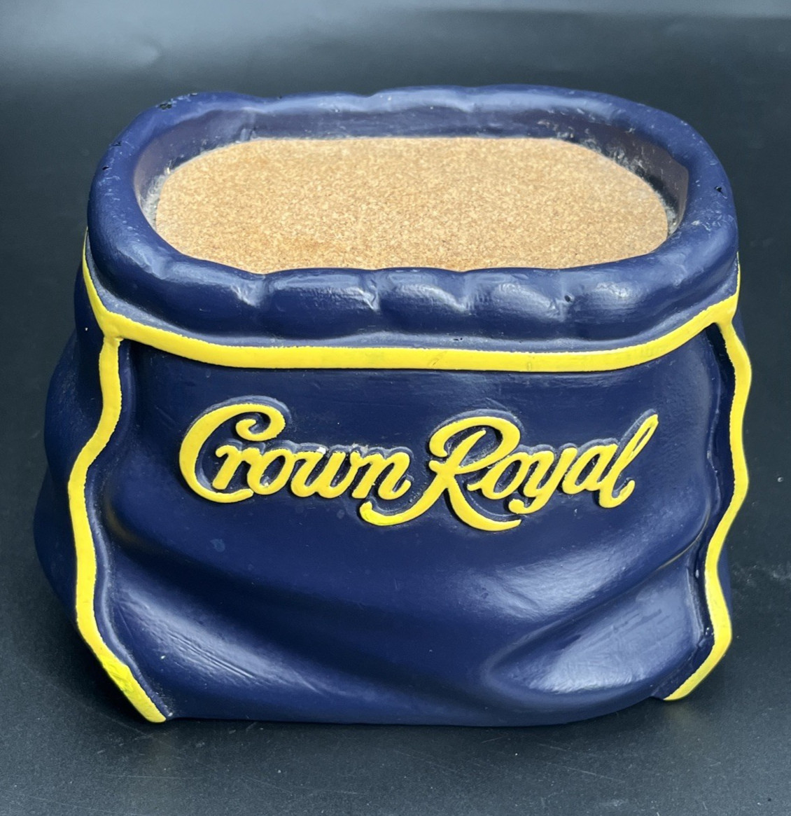 Vintage Crown Royal Ceramic Liquor Bottle Display Base Bar Advertising Seagrams