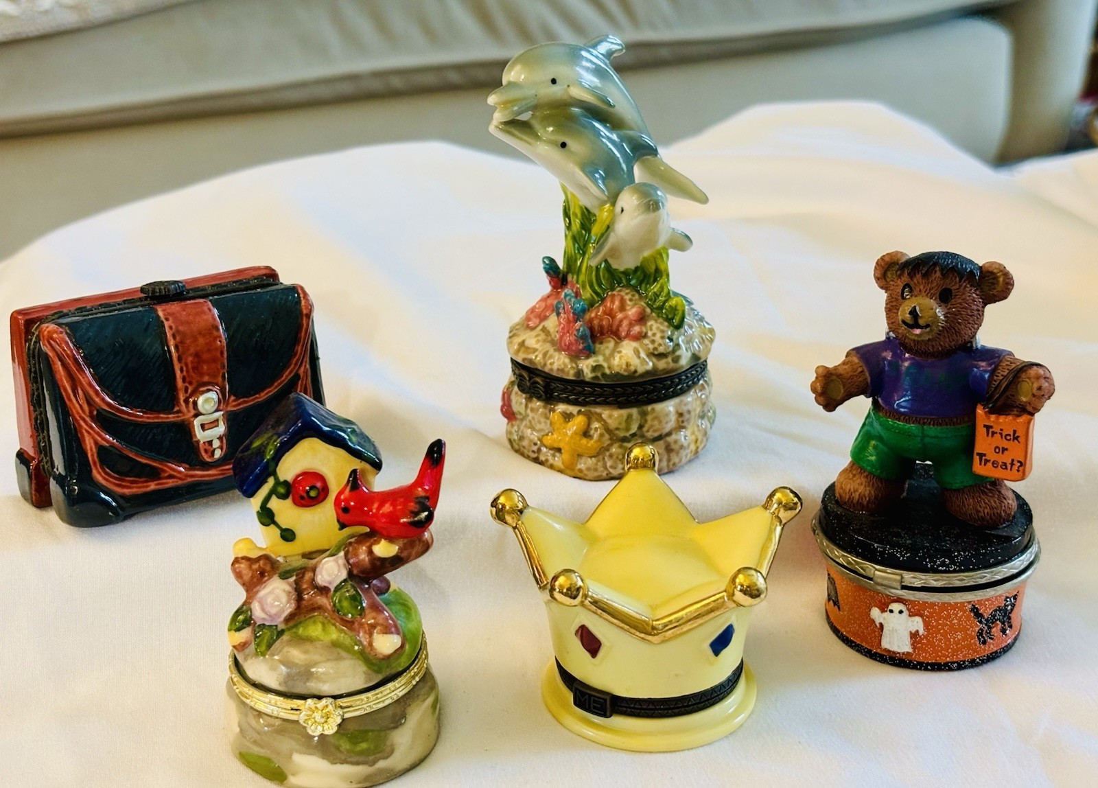 Set Of 5 Limoge Like Trinket Boxes Set 6