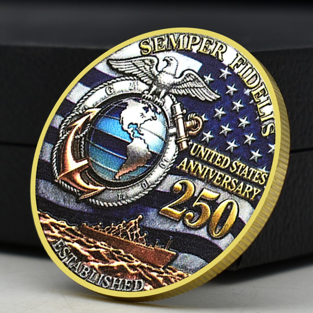 Semper Fidelis 250th Anniversary Golden Coin US Marine Corps Commemorative Medal