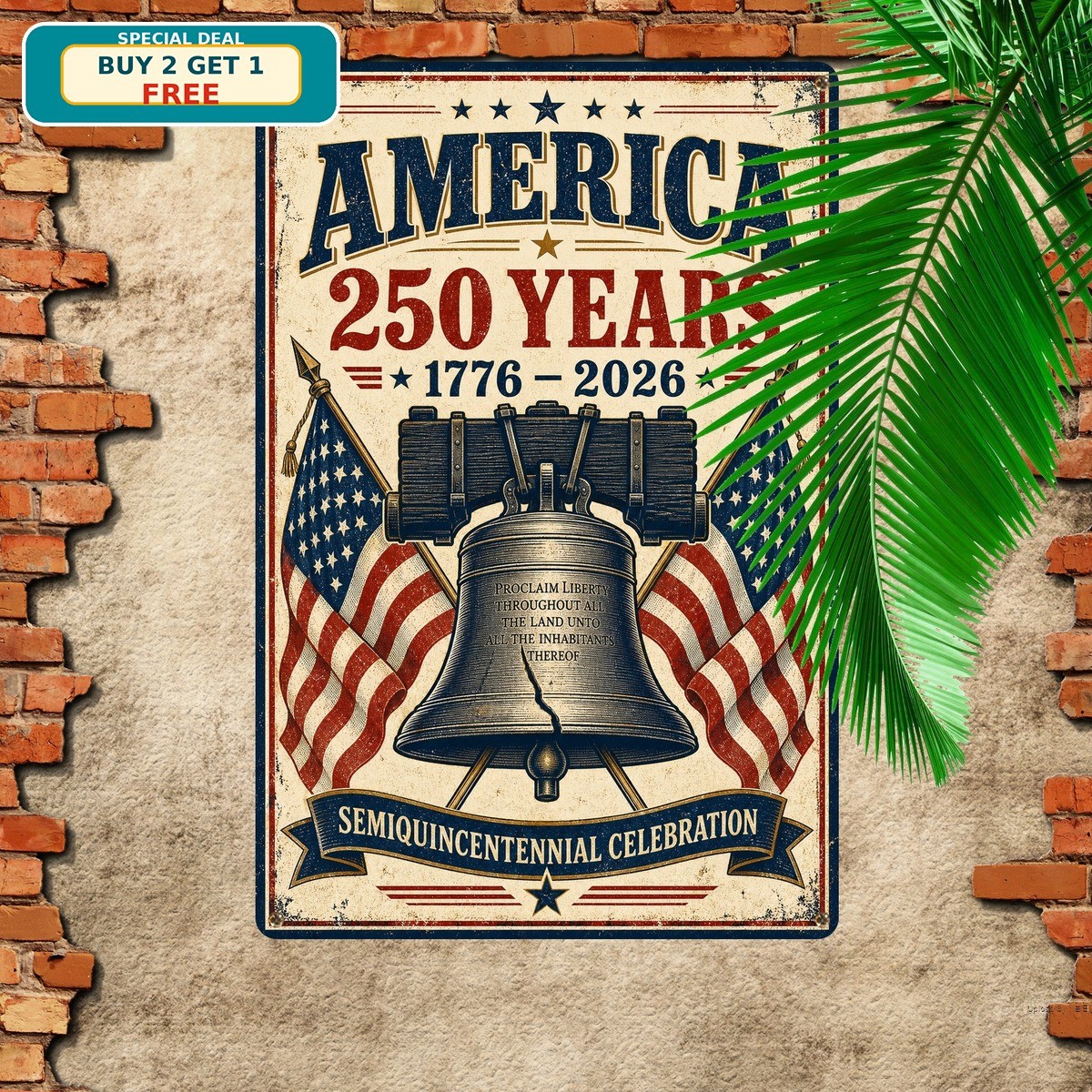 Celebrating America History Patriotic Vintage Metal Wall Plaque