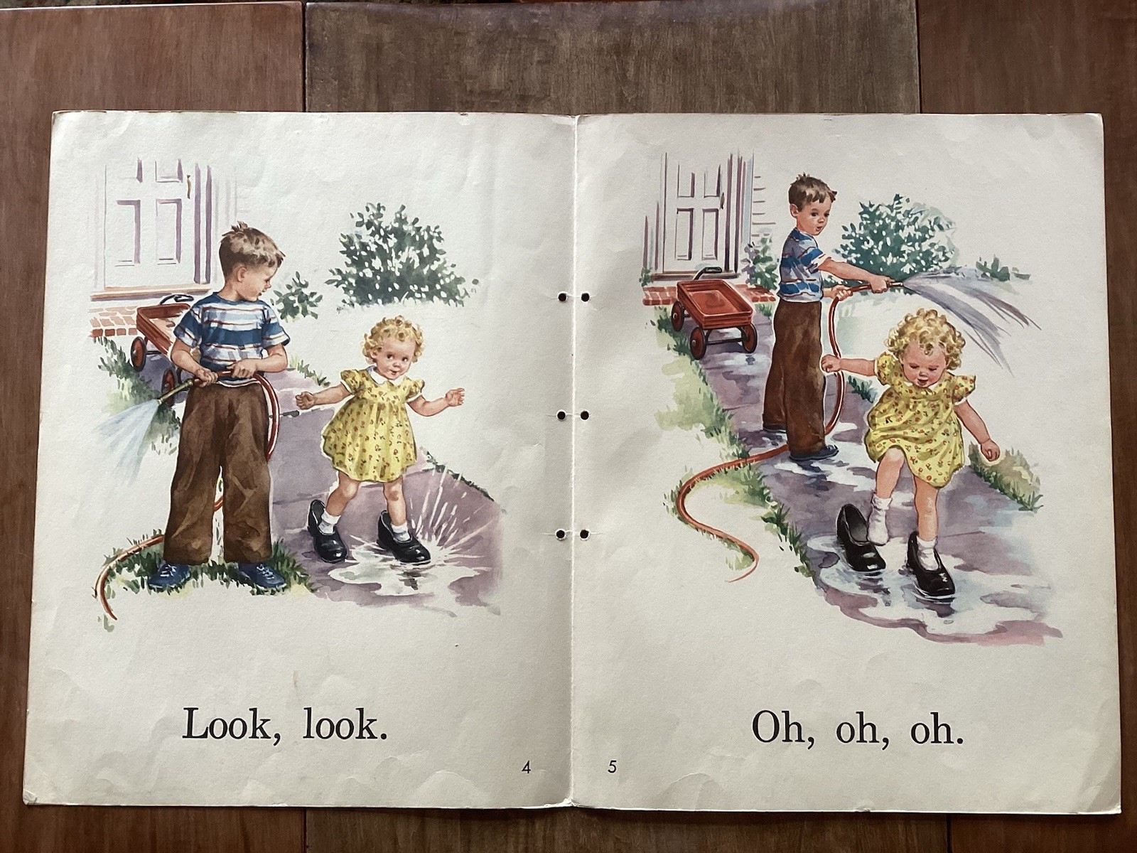 VTG 1950s Dick And Jane Our Big Book LOOK 4 Page Classroom Poster Storyline 24”
