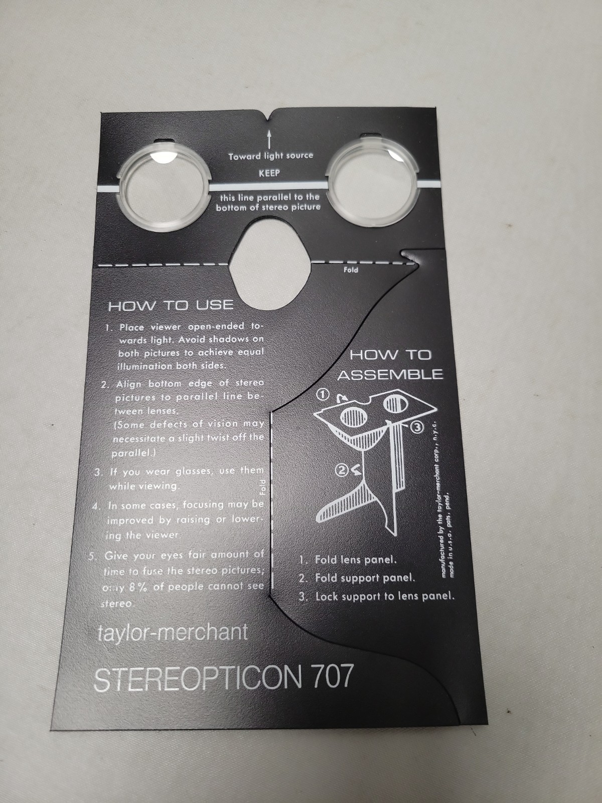 Stereopticon 707 Foldable Stereo Viewer By Taylor-Merchant USA Stereopticon 707 Foldable Stereo Viewer By Taylor-Merchant USA