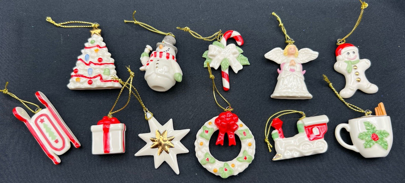 Lenox China Christmas Memories WINTER DELIGHTS  Mini Ornaments -11 Piece Set