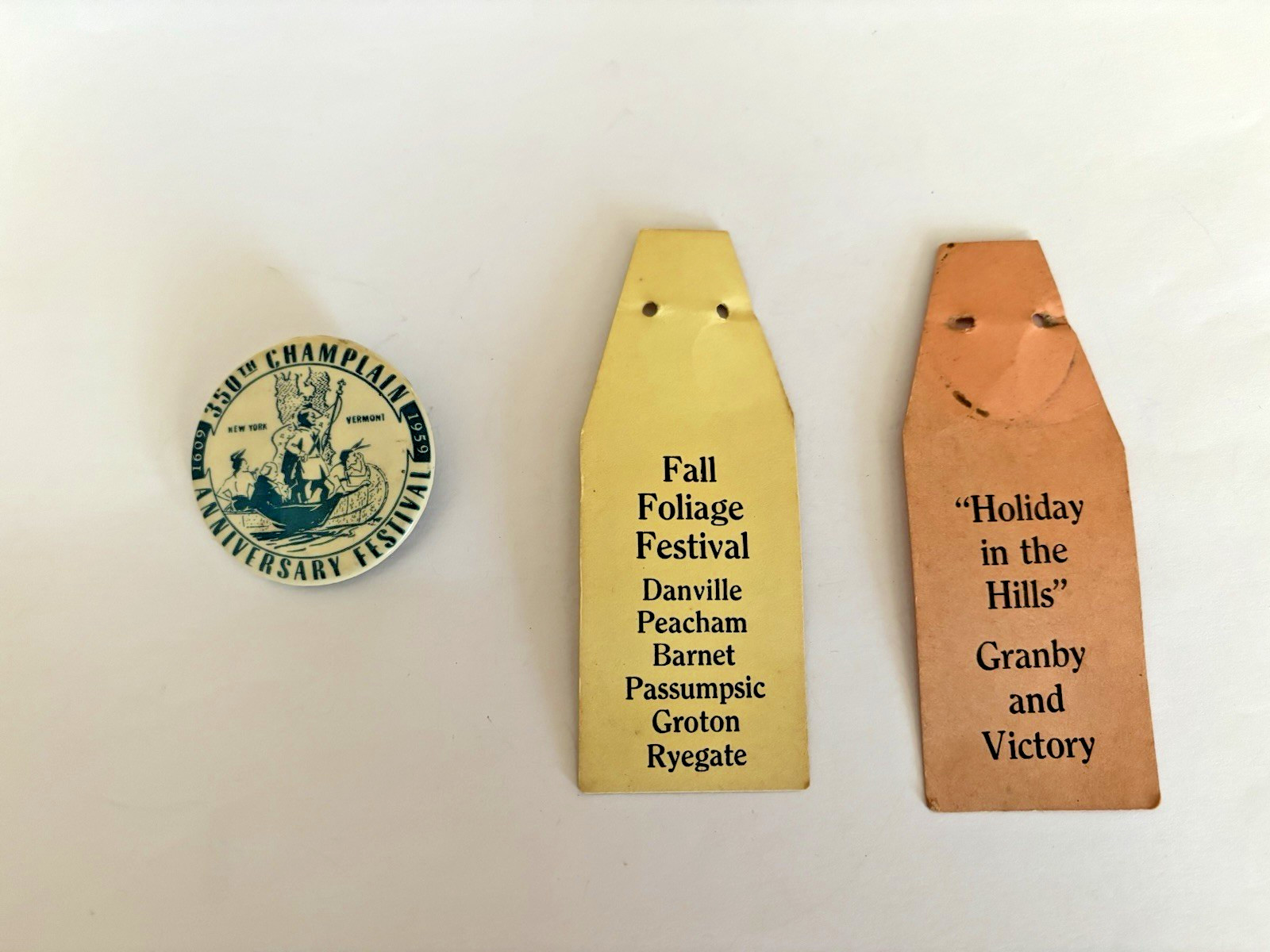 Vintage 1959 350th Champlain VT NY  Anniversary Festival Pinback Button Ribbon