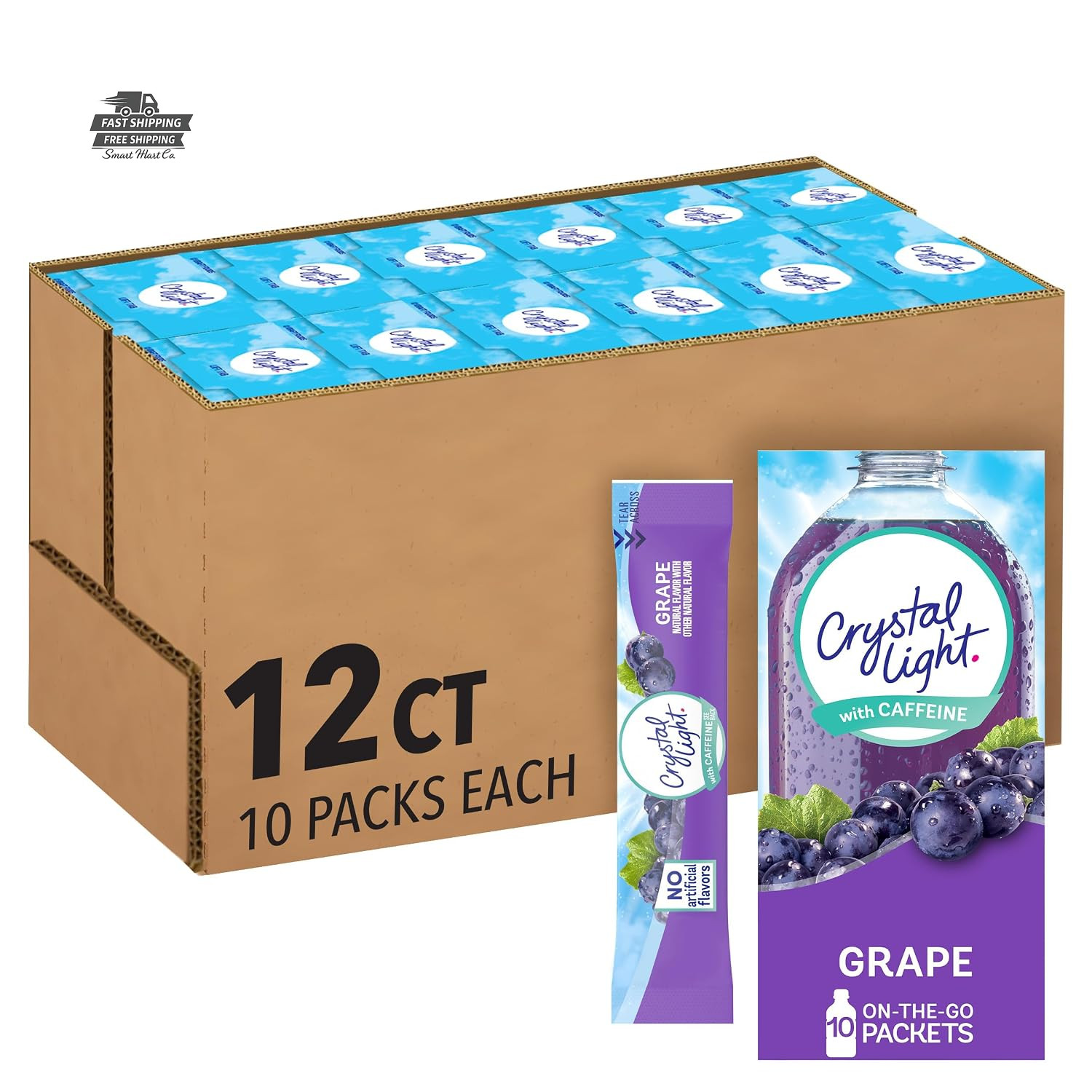 Crystal Light Grape Drink Mix with Caffeine Zero Sugar 120 Packets