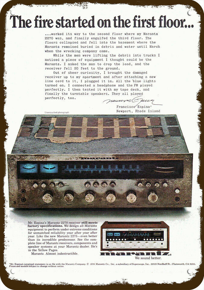 1976 MARANTZ 2270 & 2275 STEREO Vintage-Look ** DECORATIVE REPLICA METAL SIGN ** 1976 MARANTZ 2270 & 2275 STEREO Vintage-Look ** DECORATIVE REPLICA METAL SIGN **