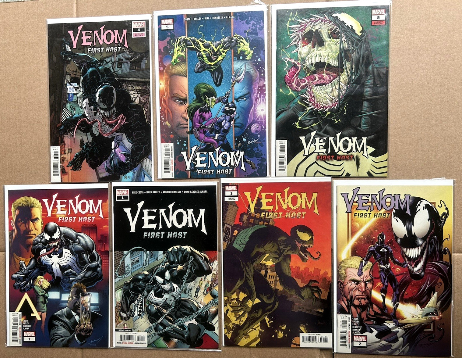 Venom First Host #1 #2 #4 #5,  1st 2nd Print Javi Garron 7PK TEL-KAR Marvel 2018