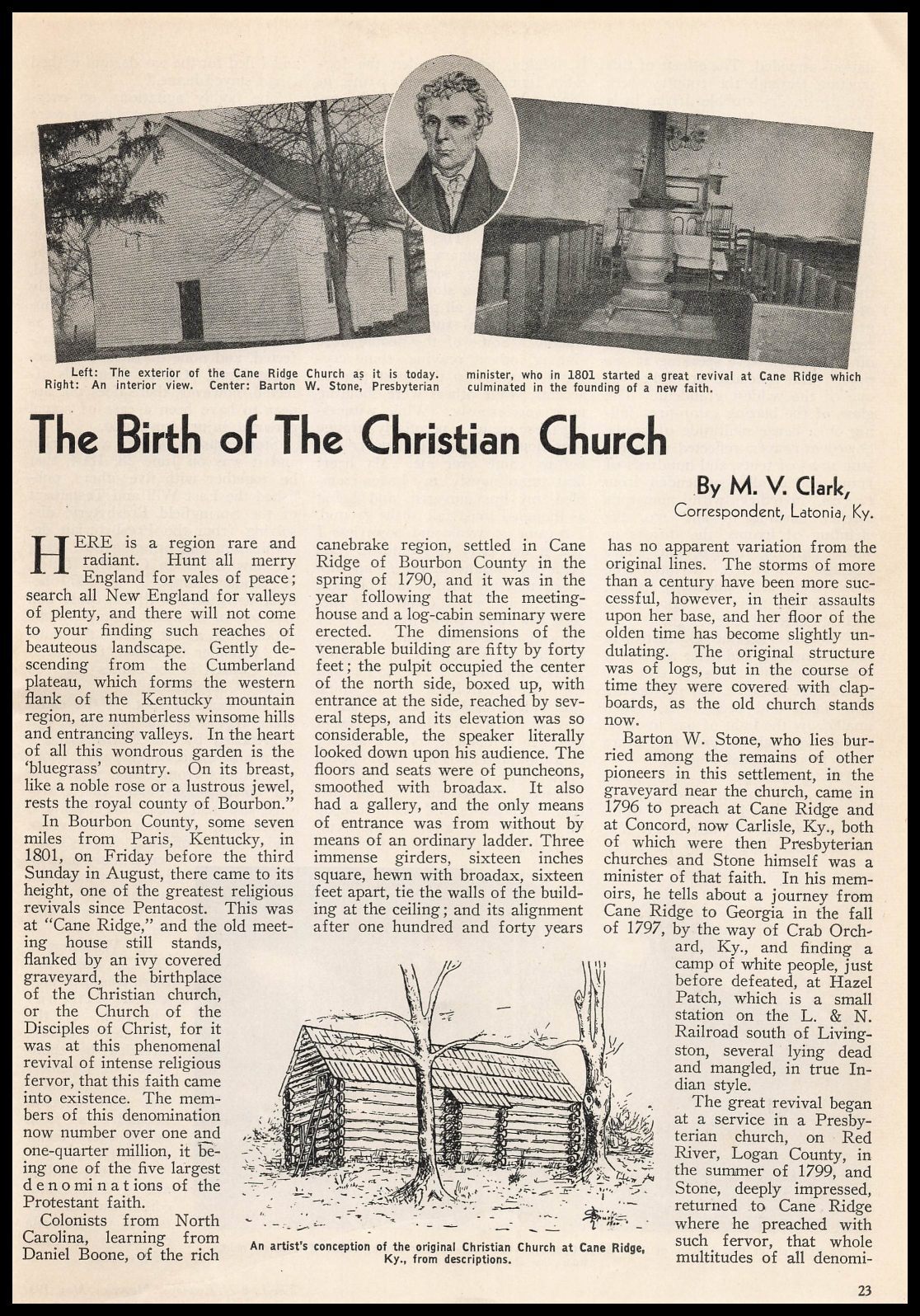 1931 Cane Ridge Kentucky Bourbon County Church 1801 Photo Article Print Ad