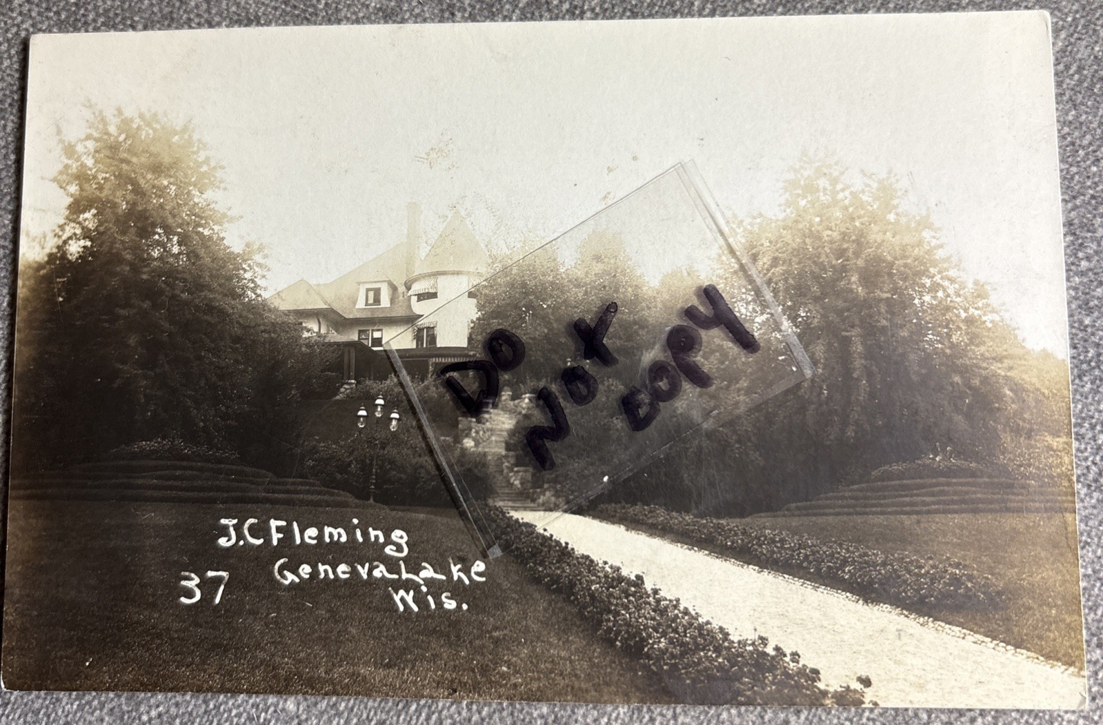 Lake Geneva WI J.C. Fleming Home Williams Bay Real Photo postcard Wisconsin RPPC