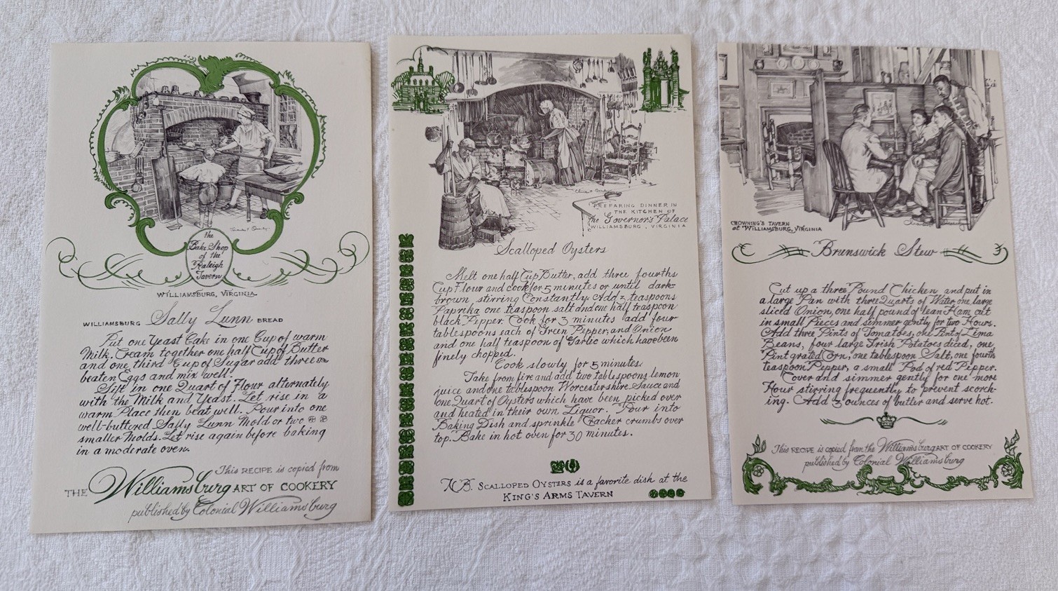 Vintage Authentic Recipes From Colonial Williamsburg Charles Overly Art Cards