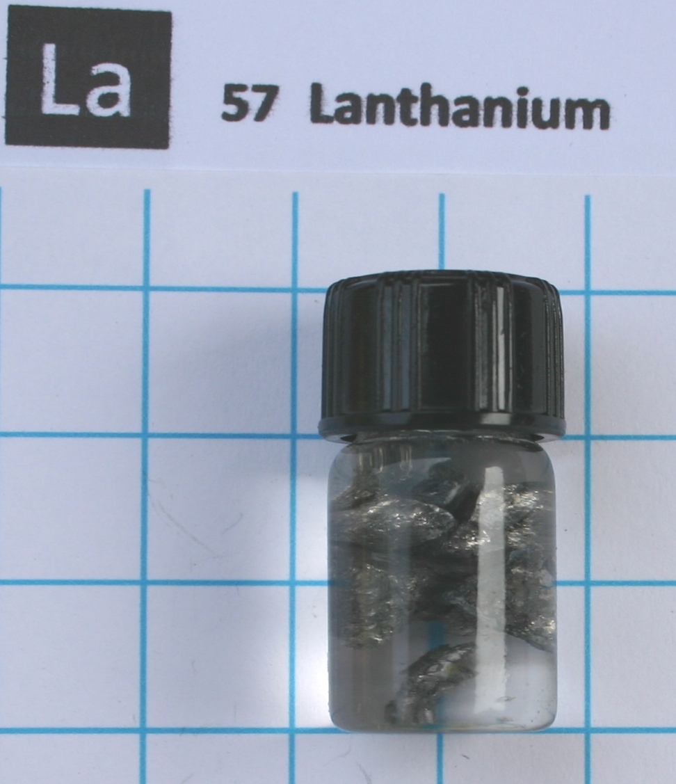 1 gram 99.5% Lanthanum metal pieces in glass vial element 57 sample
