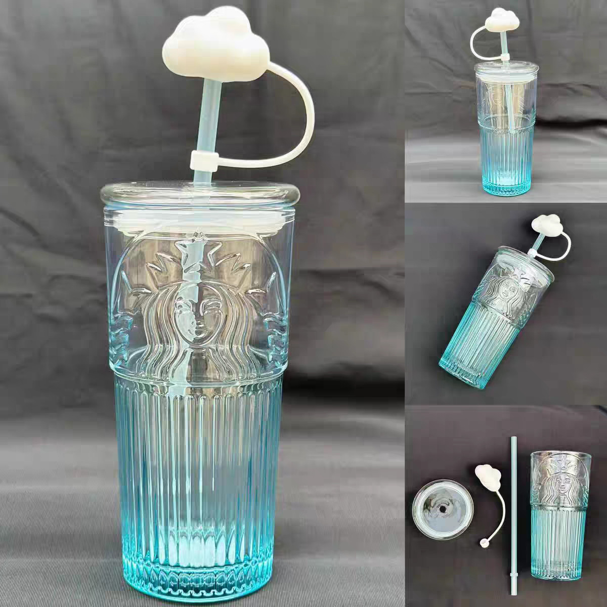 Starbucks 19oz Iridescent Glass Cold Cup W/ Straw, Reusable Tumbler Multi-Color