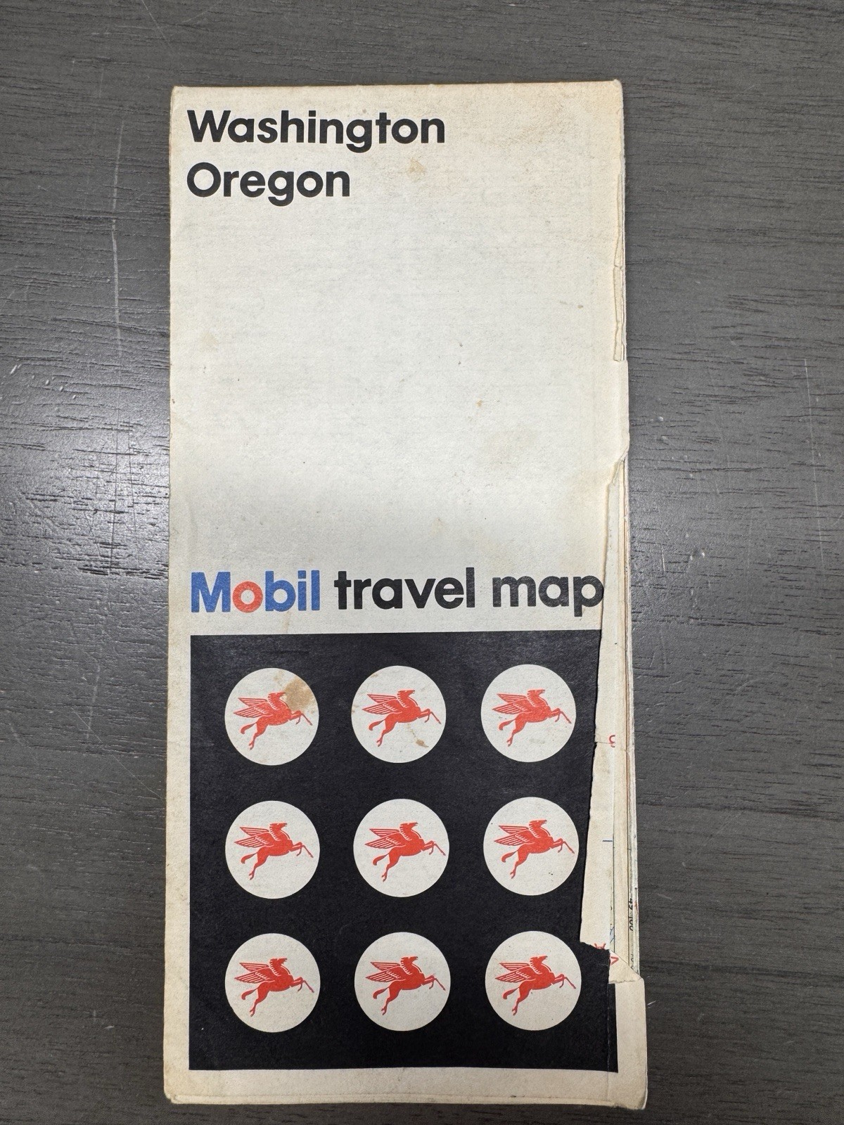 Mobil Washington Oregon Travel Map 1972 Rand McNally Vintage Gas Station