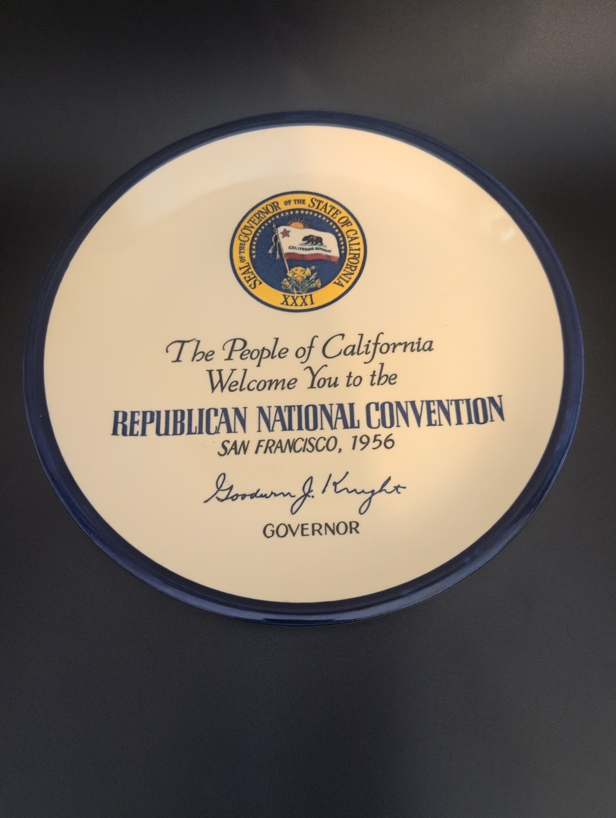 Vintage 1956 Republican National Convention Commemorative Plate 
