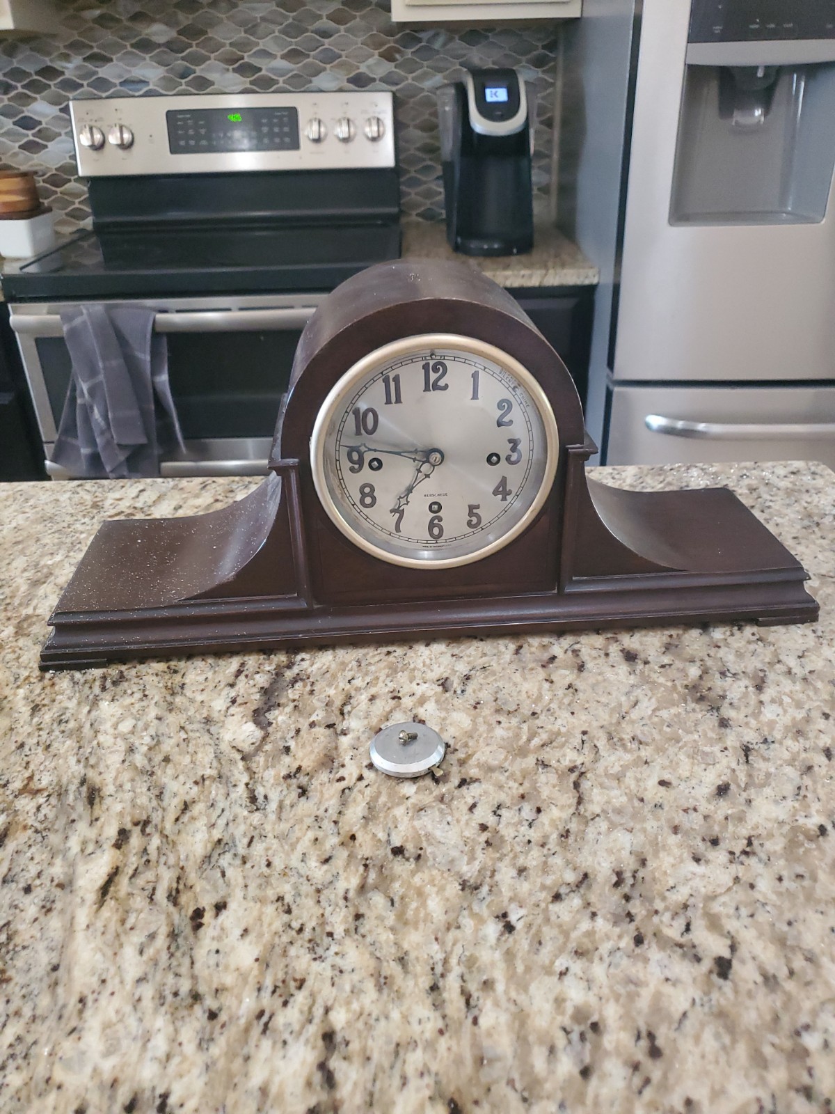 Antique Herschede Hall  Chime Grand Prize Mantel Pendulum Clock No Key Untested