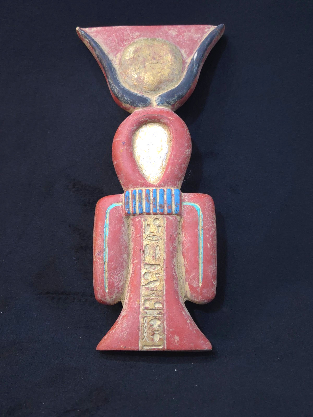 Ancient Egyptian Antiques Knot of Isis Tyet Amulet Red Blue Gold Painted Symbol