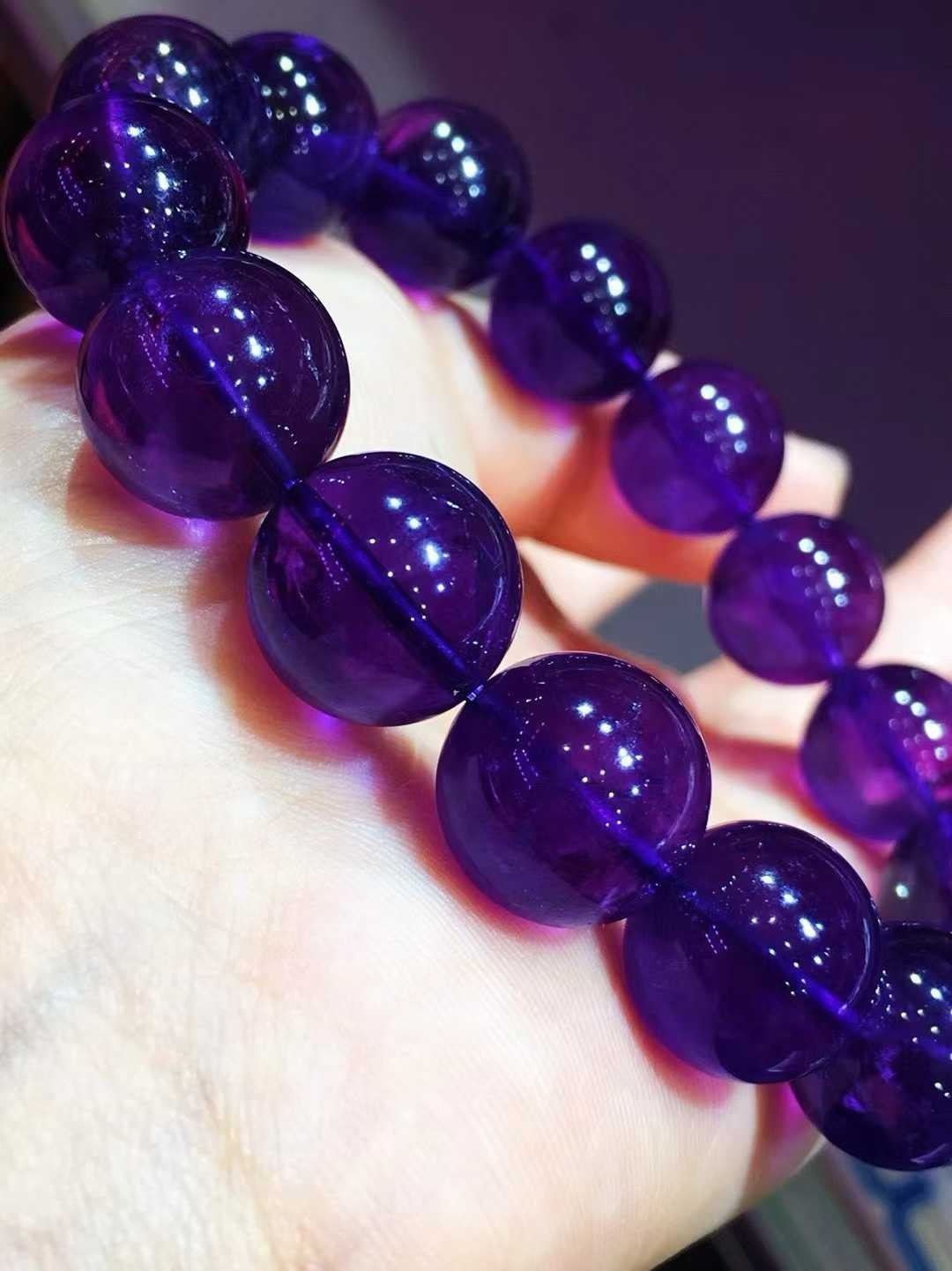 14mm Natural Amethyst Quartz Purple Uruguay Round Beads Woman Man Bracelet AAAA