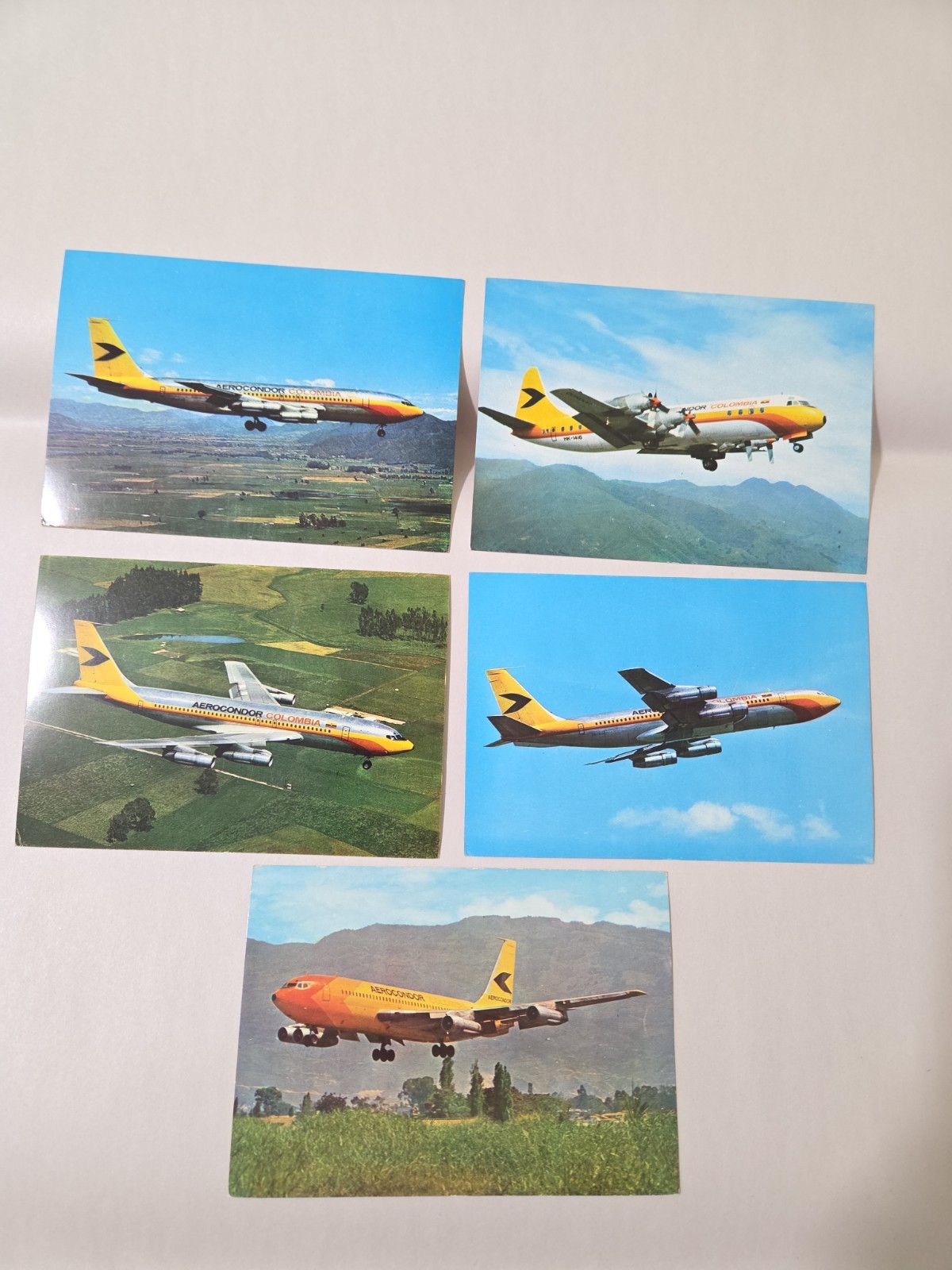 Aerocondor Colombia Lot Of 5 Postcards B707 Electra L-188A B720