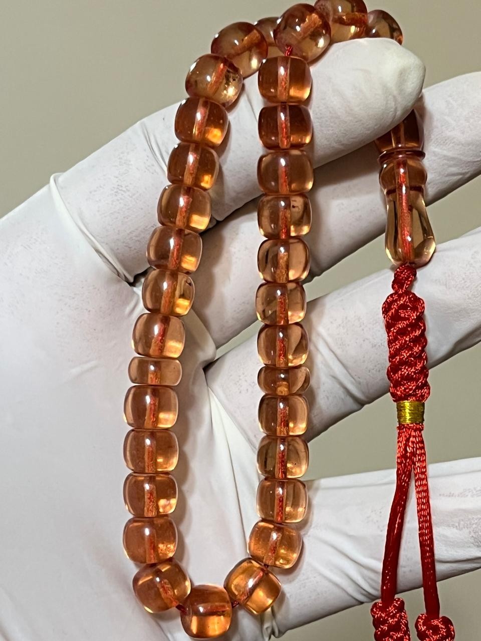 Old  Germany Cherry Amber 33 سبحة مسكي خام  الماني  زعفراني خراطة بيت عنوز نواعم