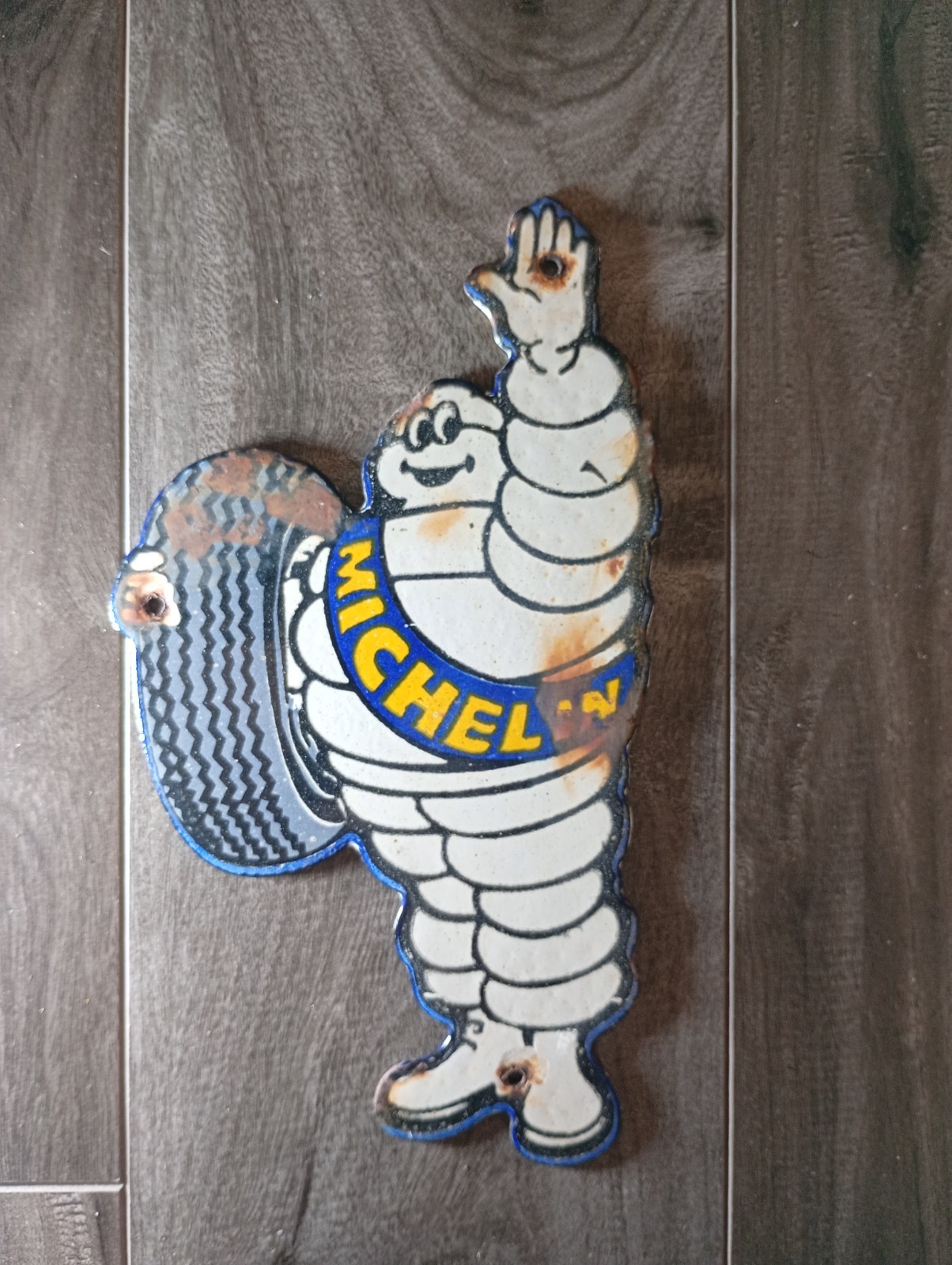 Vintage MICHELIN BIBENDUM MAN Porcelain Enamel Metal Metal sign 8