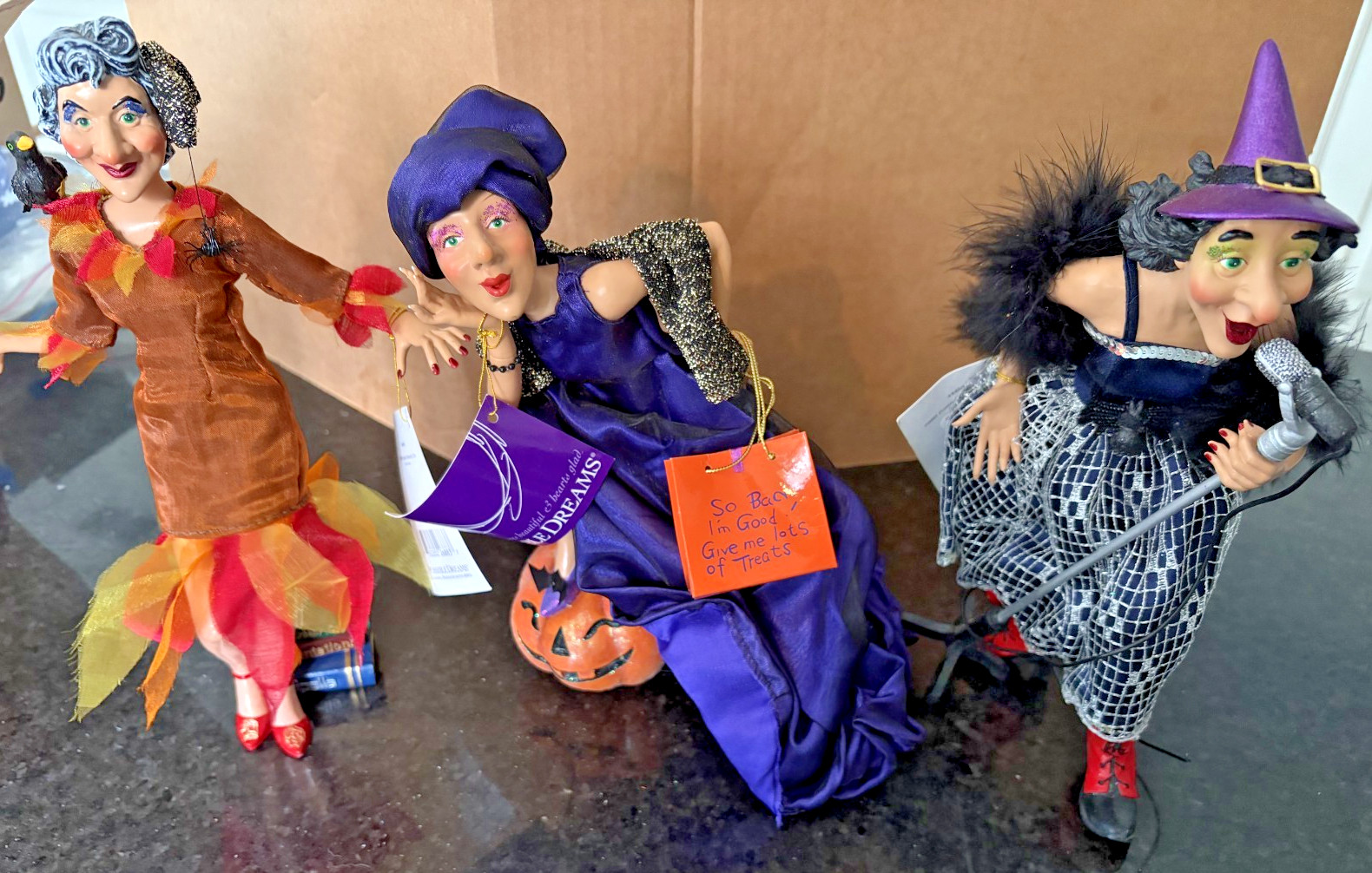 vintage Possible Dreams Clothtique Halloween Witches Lot of 3 Figurines w Tags
