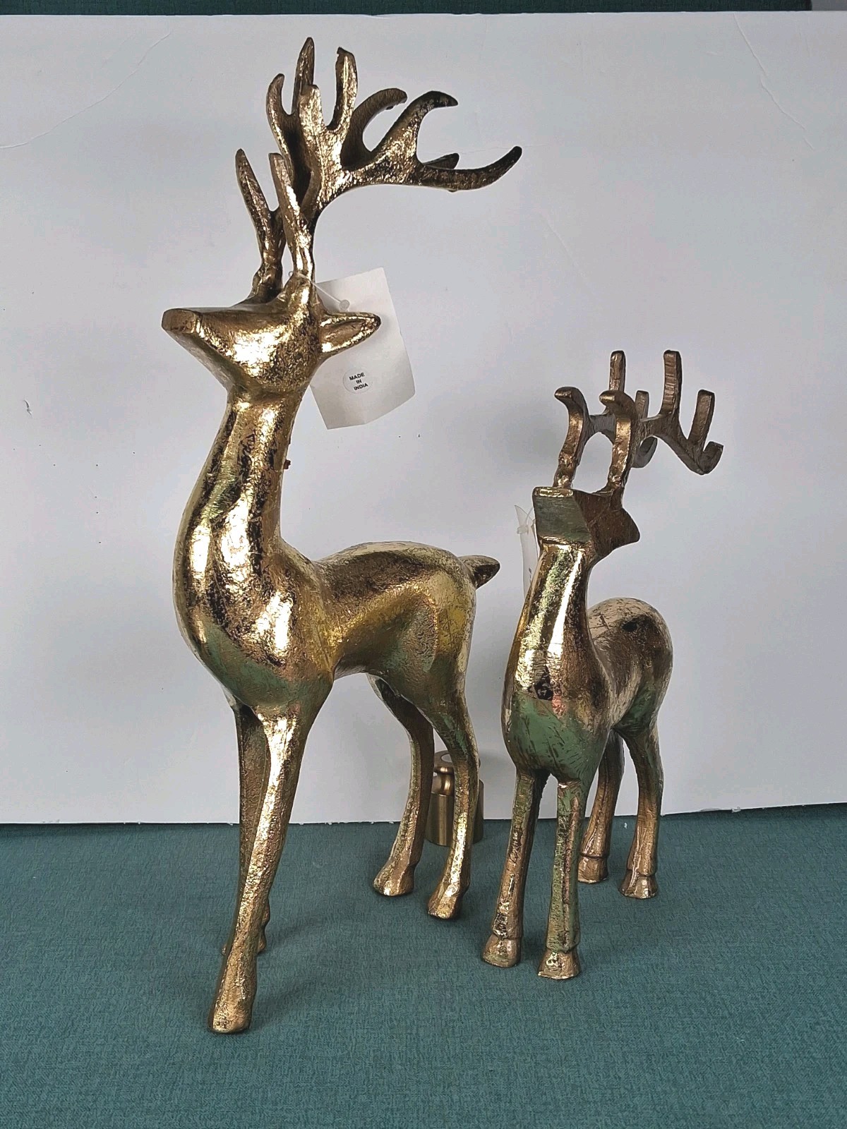 2 India Brass Deer Buck Reindeer Figures 16