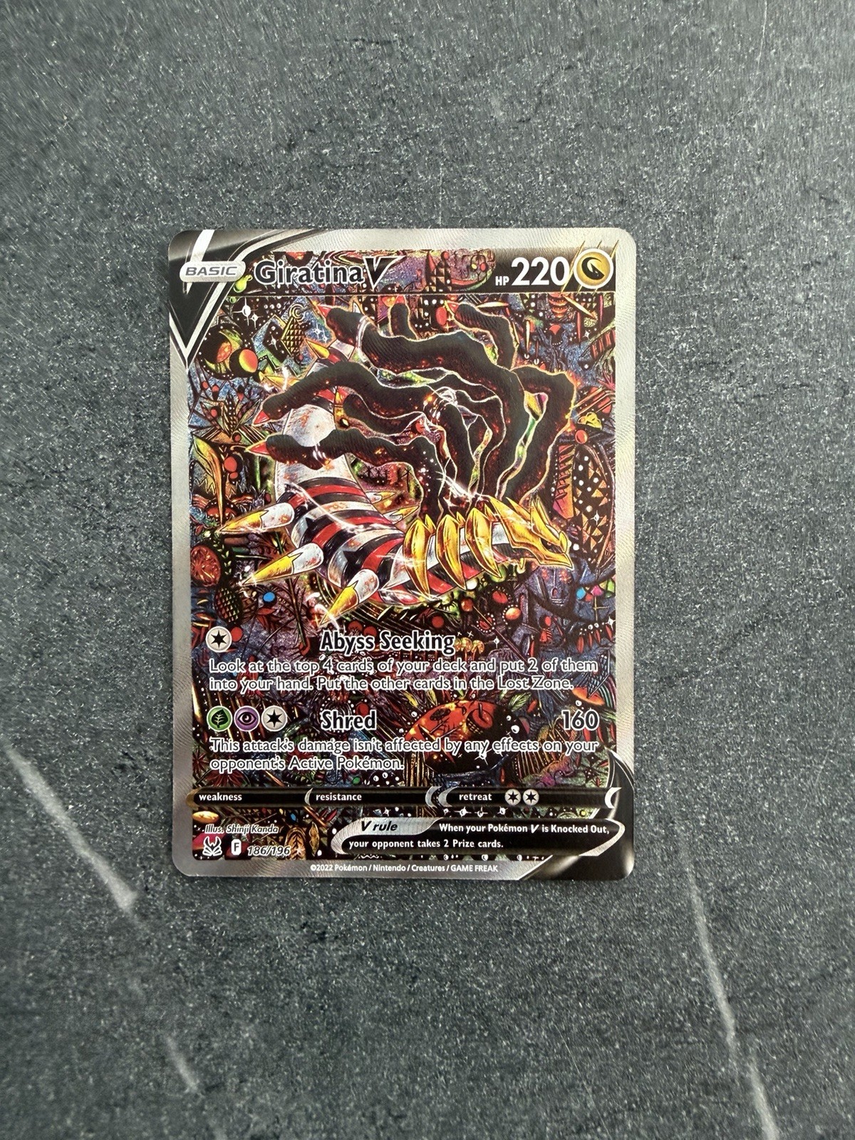 Giratina V 186/196 Alternate Art Secret Rare Pokemon Lost Origin English
